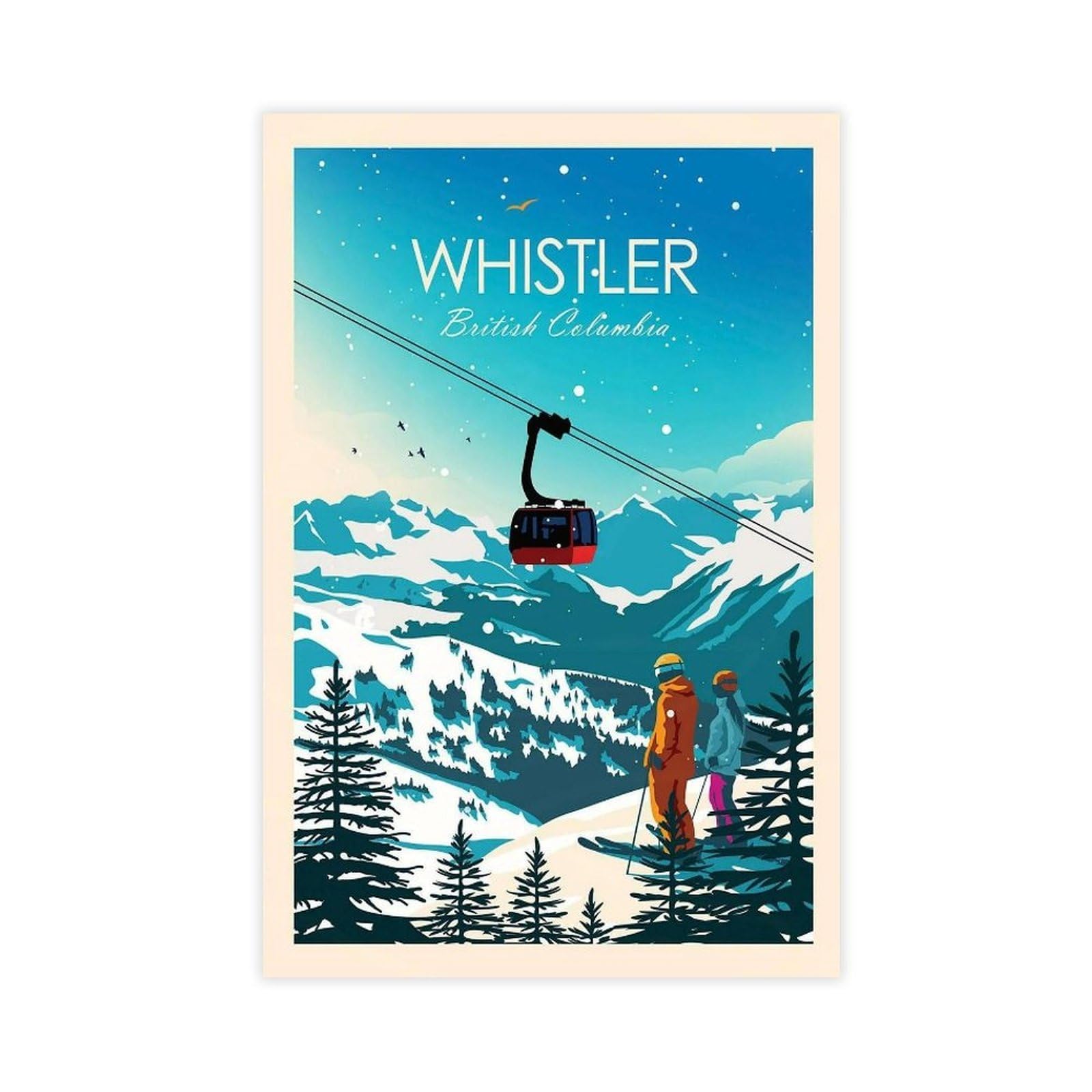 QOGDAF Ski Whistler British Columbia Canada Canvas Poster Bedroom Decor Landscape Office Room Decor Gift 16x24inch(40x60cm)