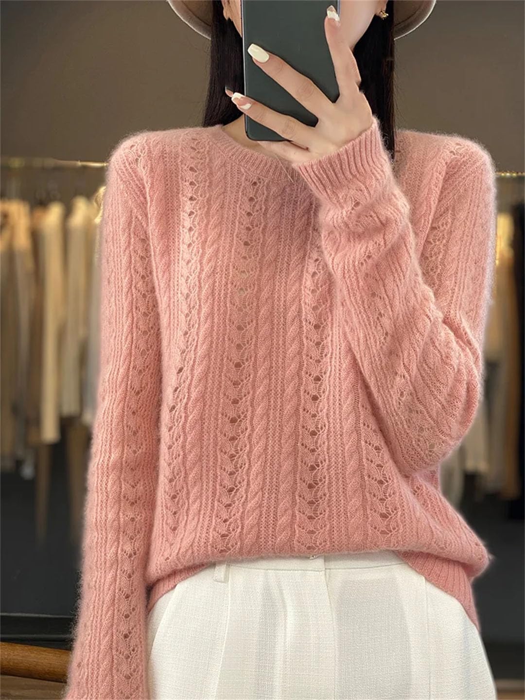 Vogrtcc Maglione Pullover in Lana Autunno Inverno da Donna