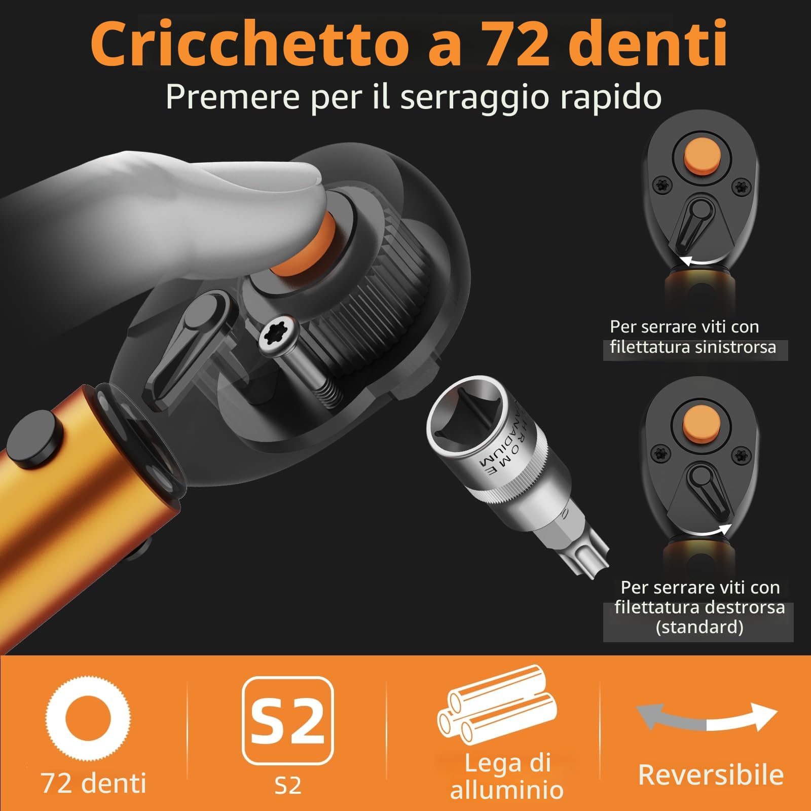 33 Pezzi 1/4” Chiave Dinamometrica Bici / Moto 3-25Nm, 72 Denti Regolabili a Doppia Direzione, Alta Precisione ±3%, con Adattatore 1/4“-3/8”, Kit Chiavi Dinamometriche Portatile per Bicicletta