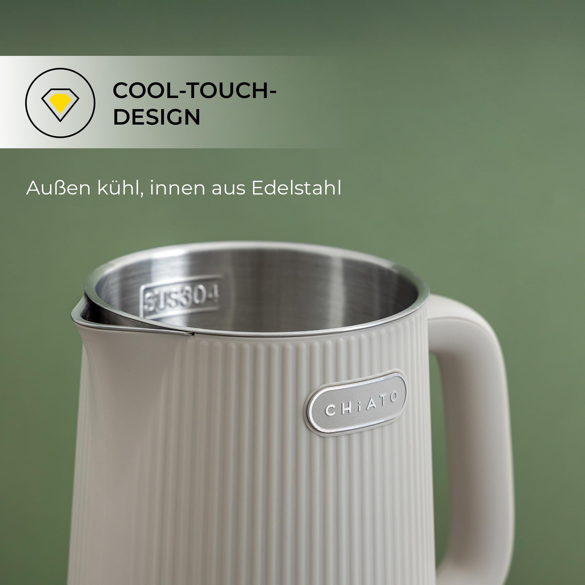 Bollitore elettrico da 1,7 l, in acciaio inox, 2200 W, 6 temperature da 45 a 100 °C, display a LED, per tè e caffè, sabbia