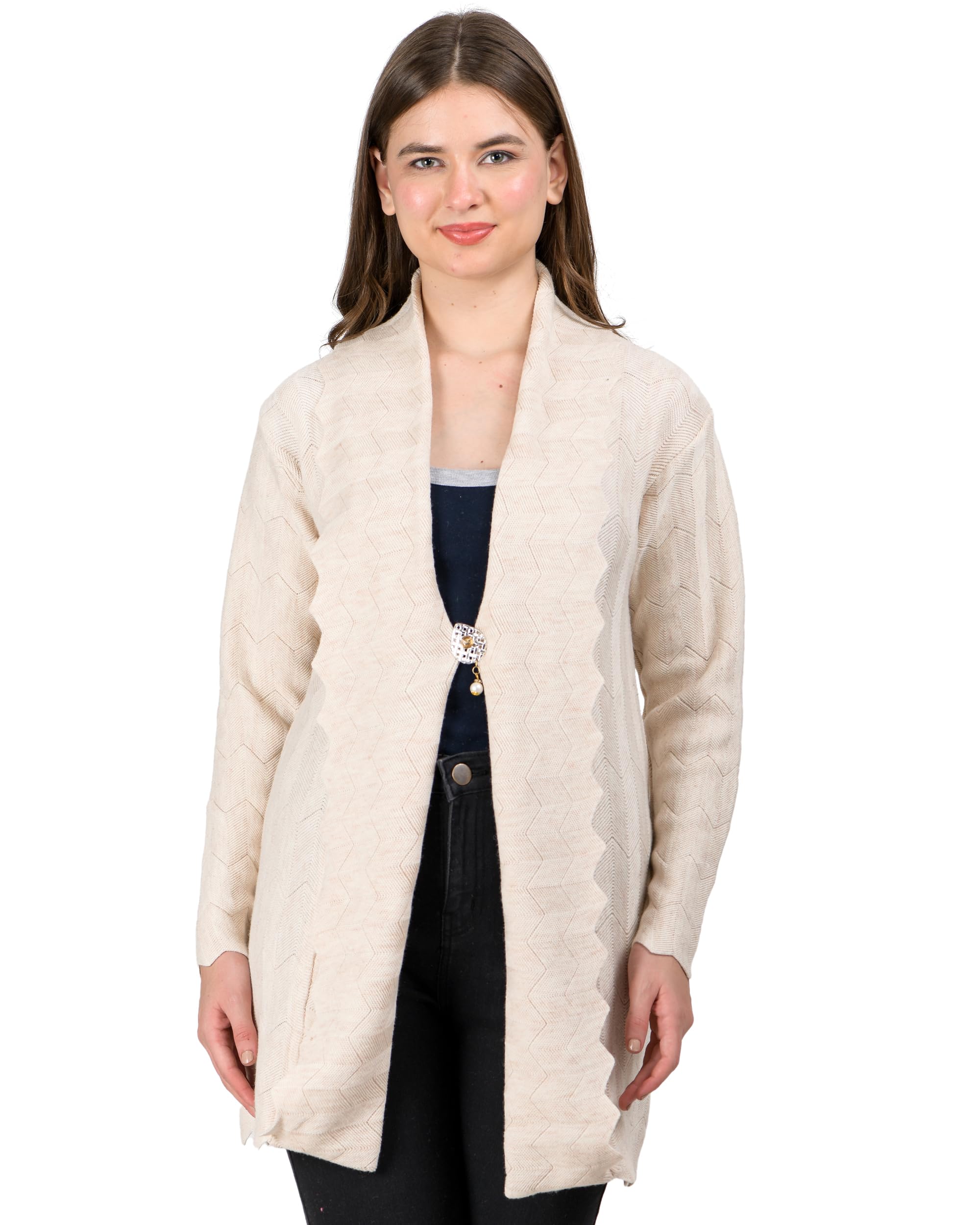 Lady Willington Women Woolen Collar Neck Shrug Heavy Rainbow Fabric Cardigans Winter Wear Pure Wool Shrugs for Women Free Size Long Cotty Fully Warm Shrugs-image-18