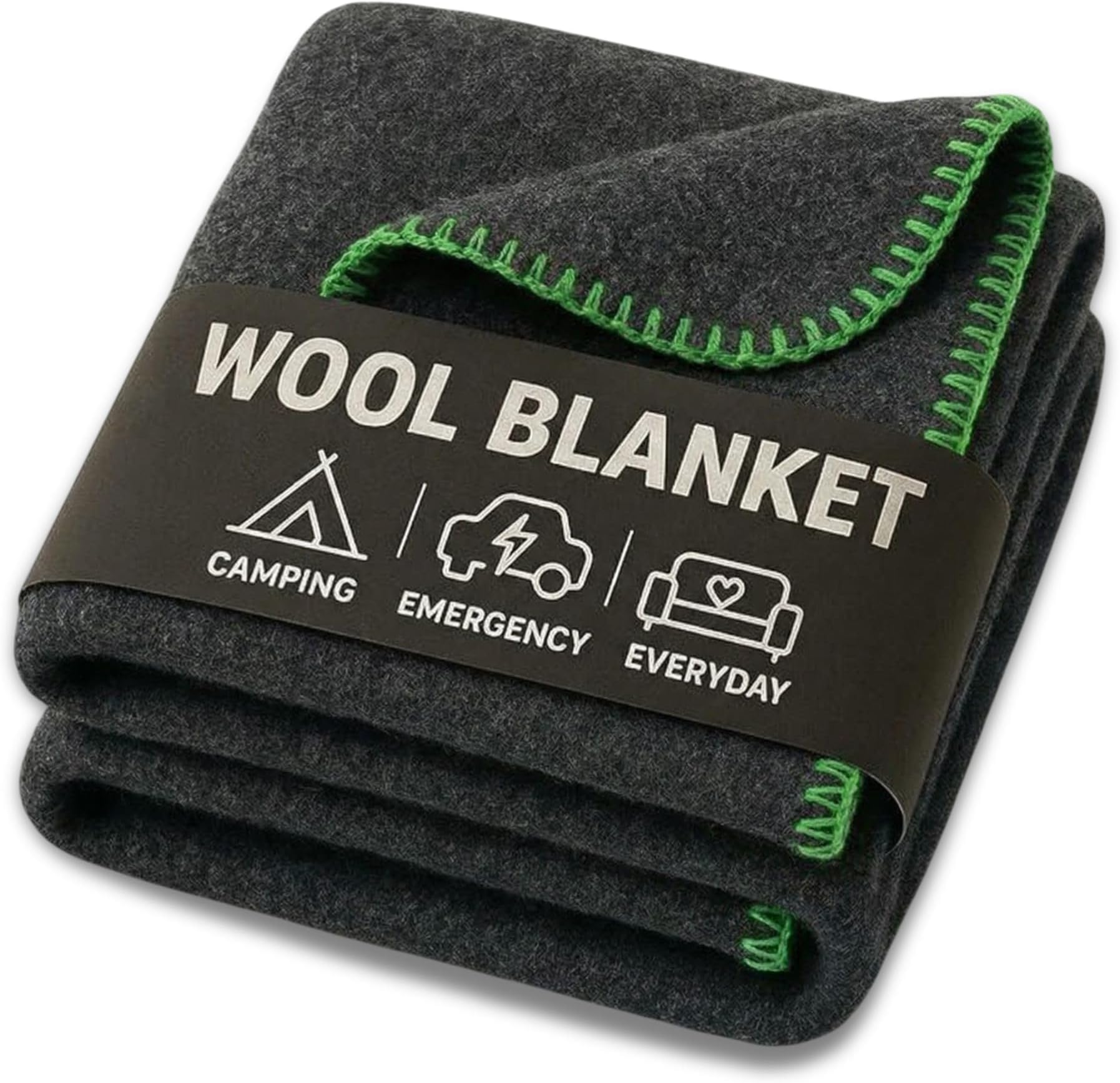 Wool Camping Blanket – 70% Wool Heavy-Duty Military Style Throw, Warm & Washable, Fire Retardant Cover for Emergency, Survival & Outdoor Use – Perfect for Camping, Car, Home & Hiking, Grey 66x90