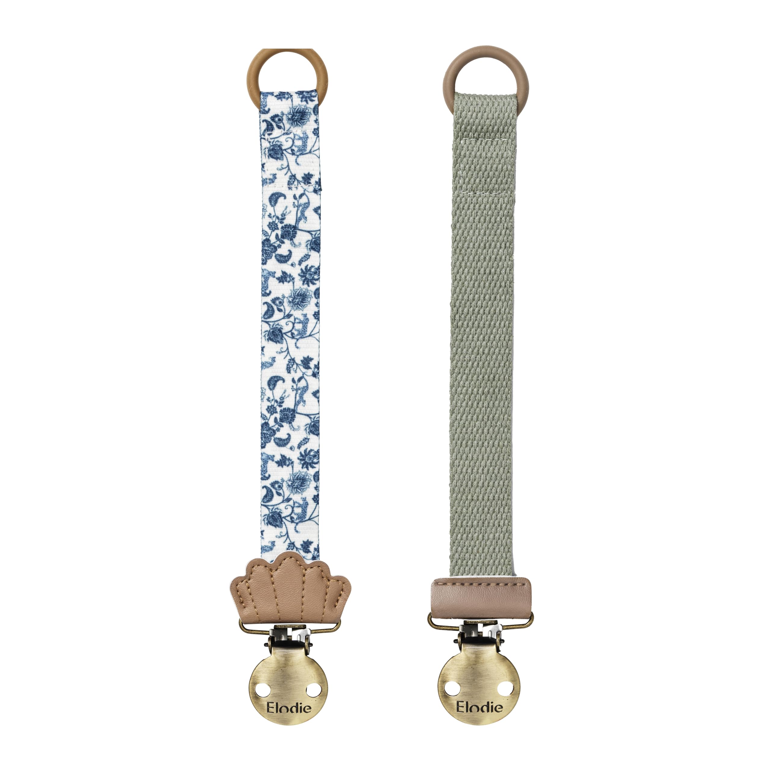 Elodie Details Pacifier Clip for Boys Girls – Durable Dummy Chain with Clip, BPA Free Soother Holder, Recycled Polyester Pacifier Strap Unisex, Pack of 2 – Garden Leo/Hazy Jade — image 1