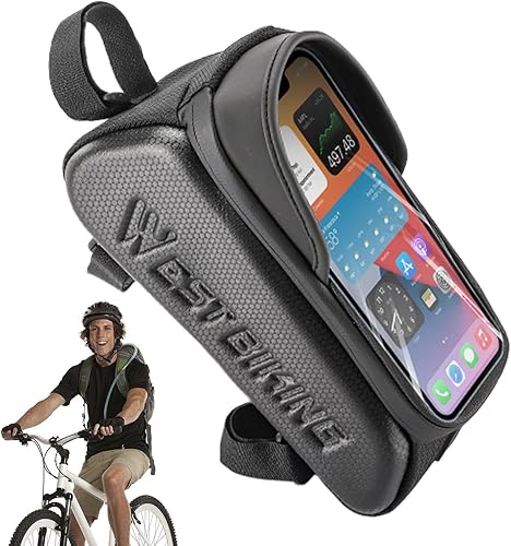 Bolsas de montaje para teléfono de bicicleta, Tubo superior impermeable para teléfono de bicicleta Bolsa de marco frontal para teléfonos móviles con