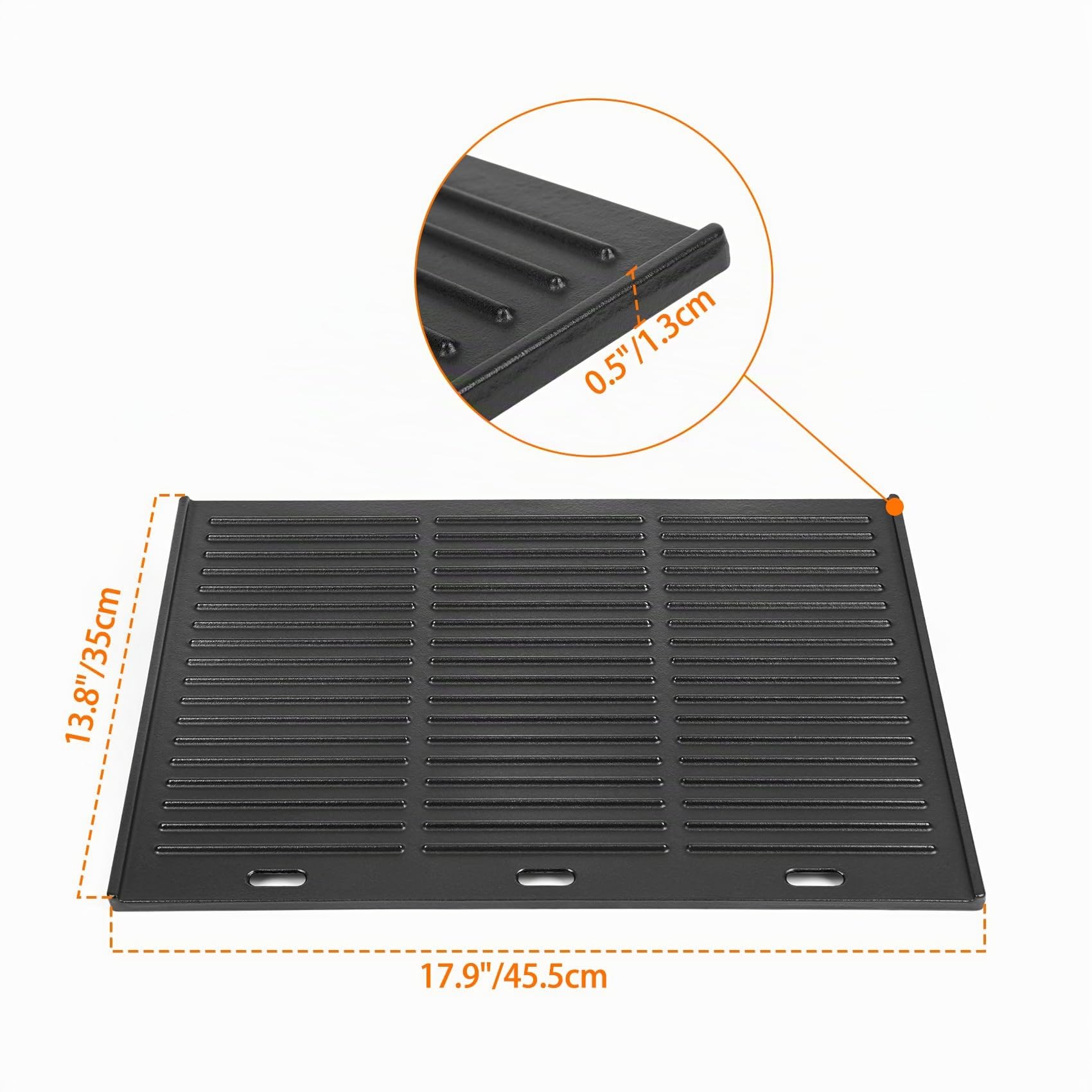 Onlyfire Gusseisen Grillplatte 45,5 x 35cm, Wendeplatte, Universal Grillplatten für Gasgrill, Holzkohlegrill & Elektrogrill, Beidseitig Verwendbar, Rechteck
