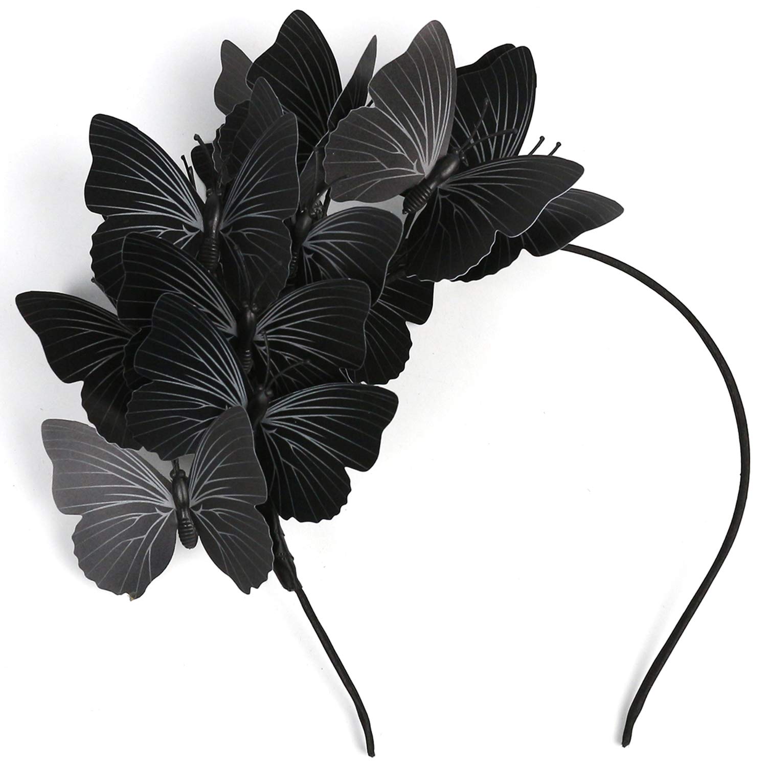 Coucoland Butterfly Fascinator Headband for Women Wedding Tea Party Hair Accessory (Black)