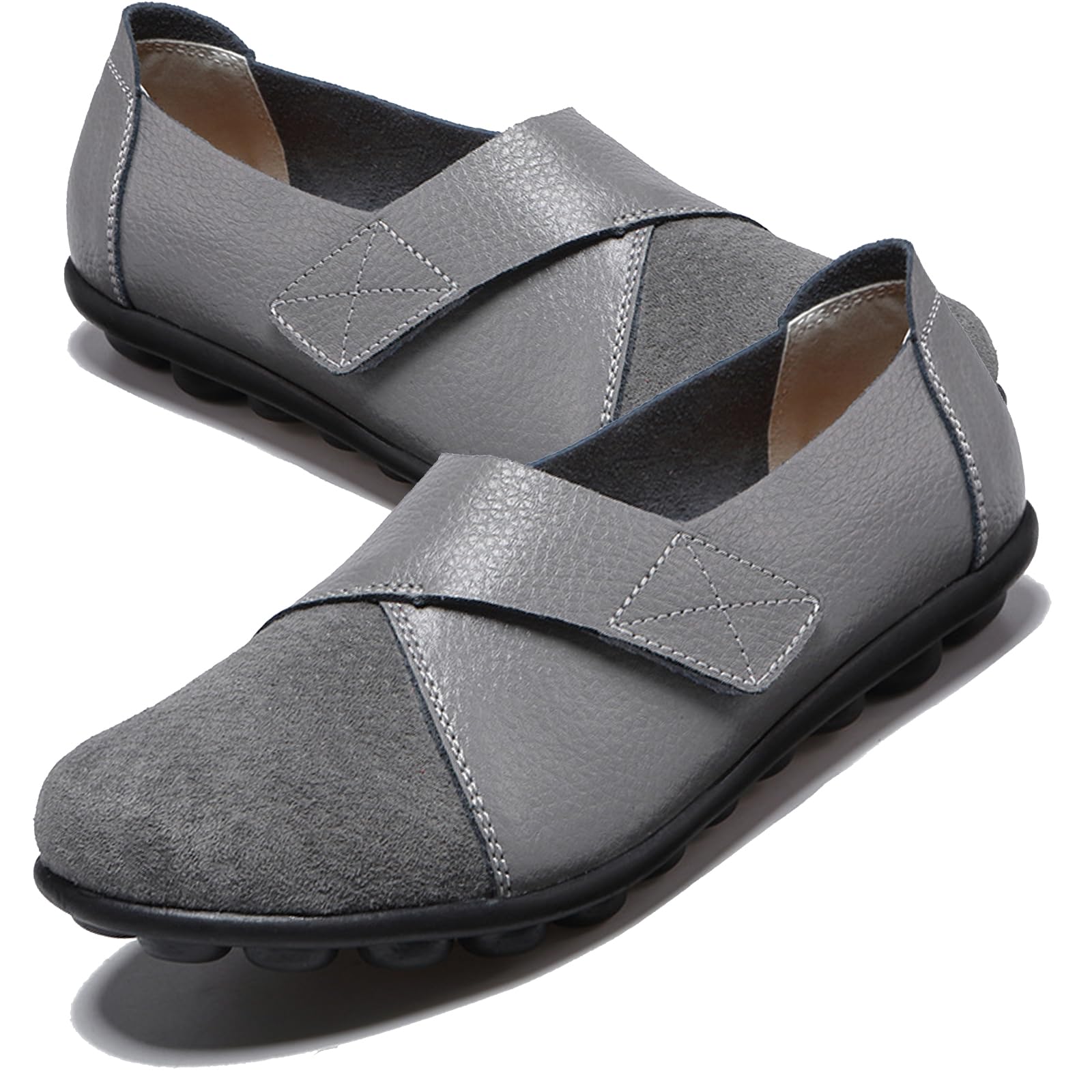 Aocase Shoes for Arthritis in the Feet Slippers Orthopedic PU Leather Diabetic Shoes for Women Orthopedic Shoes for Women Extra Large Shoes,Grey,44/270mm