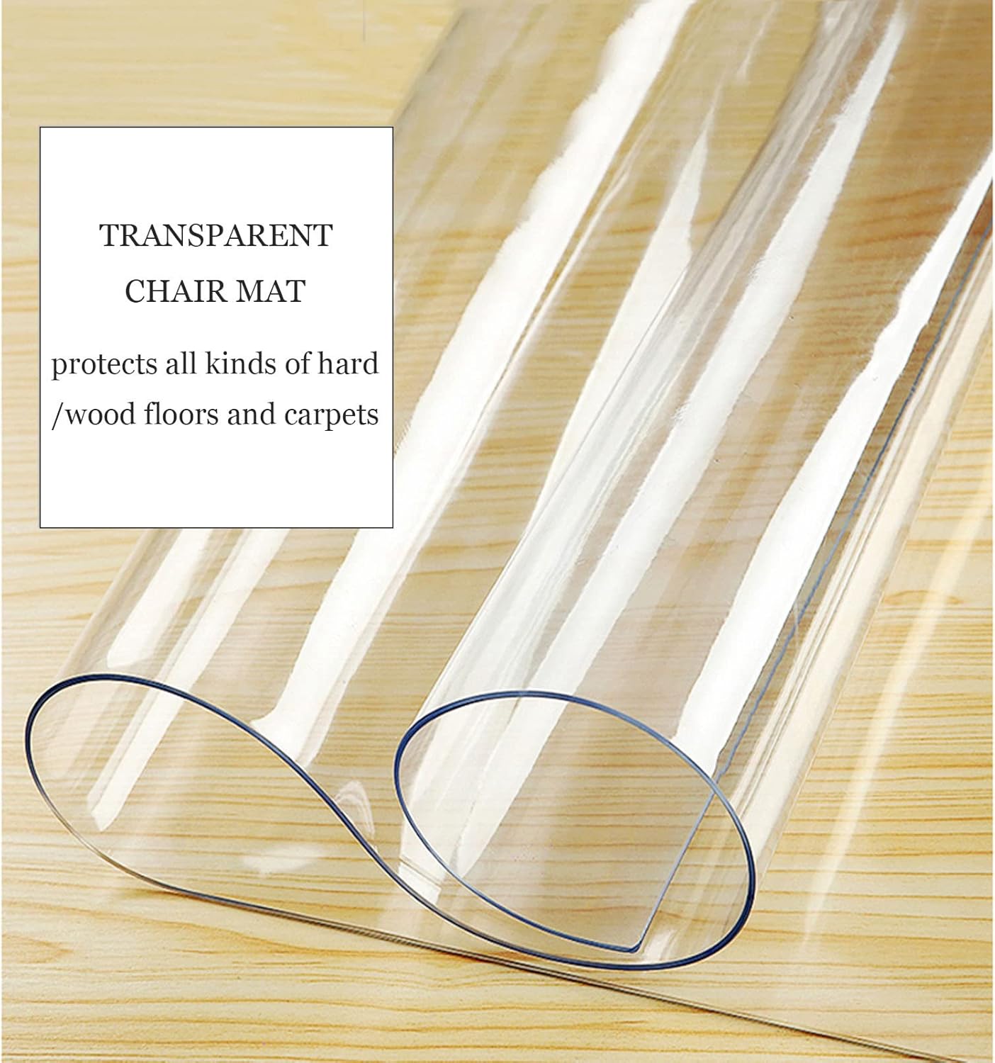 硬質床用クリアPVCフロアプロテクターマット 55&times;59インチ クリアプラスチックマット ウッドフロア/カーペット用 長方形 140