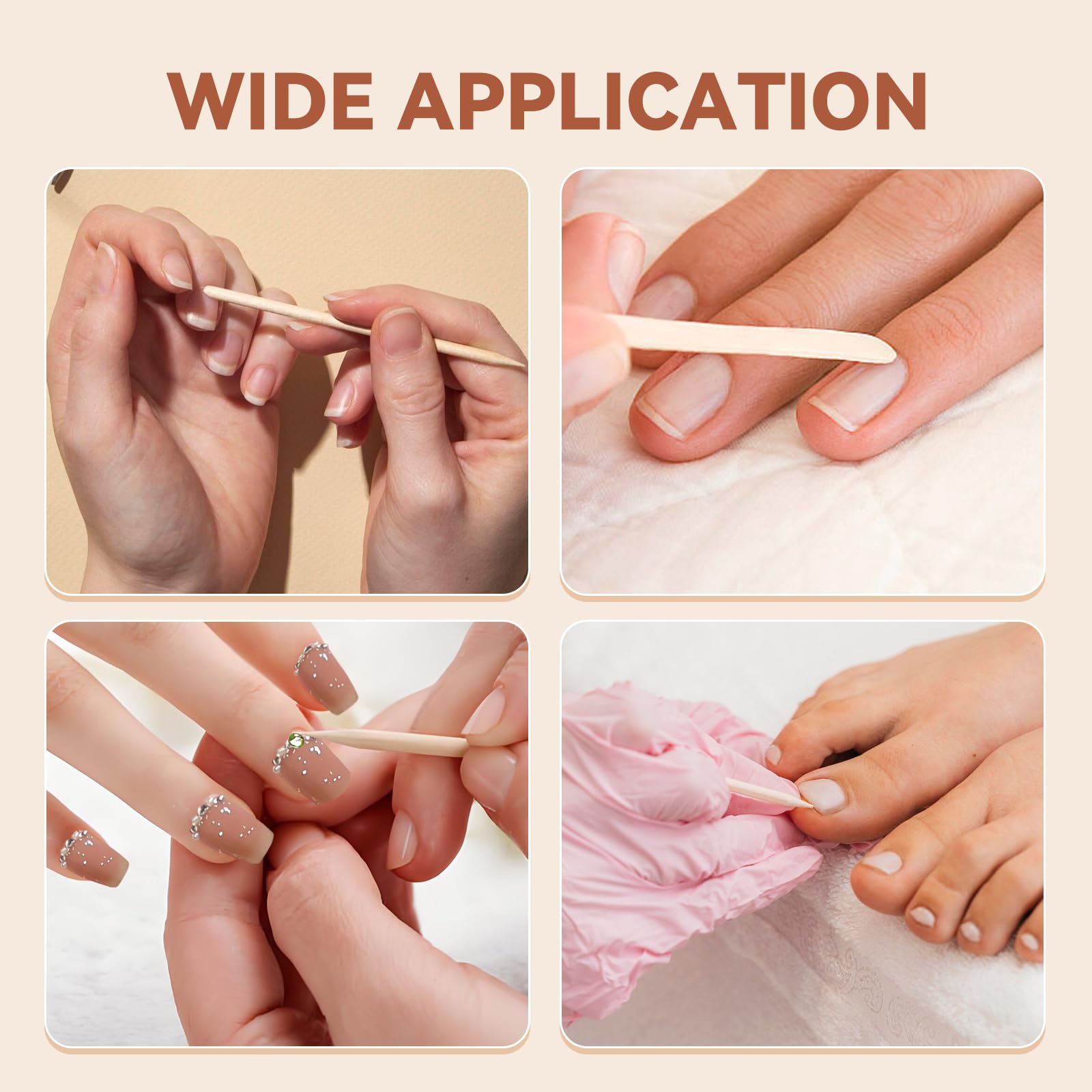900 palitos de madera naranja para uñas, palitos de madera de naranja de 4.5 pulgadas, herramientas de madera para manicura y pedicura, de doble cara, seguros para la piel (900 unidades)
