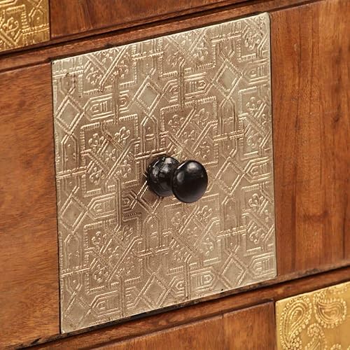 Miniatura 7 de vidaXL Cómoda de madera de acacia maciza, resistente, elegante, con acabado de miel, patas de metal, aparador, armario de almacenamiento, muebles