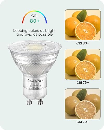 Miniatura 2 de GOEBLESON Paquete de 6 bombillas LED GU10 regulables, iluminación de pista blanca neutra de 4000 K, 400 LM, 5 W (reemplazo de bombillas halógenas de