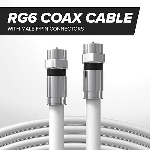 Miniatura 2 de Cable coaxial RG6 de CIMPLE CO, color blanco, fabricado en los Estados Unidos, con conectores, F81RF, coaxial digital, AV, CableTV, antena y