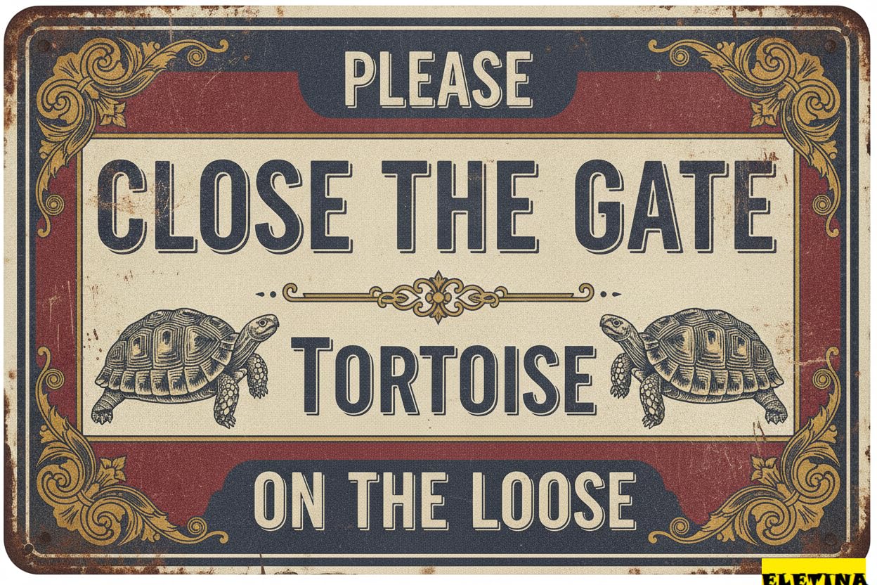 Personalized Sign for Man Cave Metal 8x12 Inch Please Close The Gate Tortoise On The Loose Pet Home Garden Notice Private Property Decorative