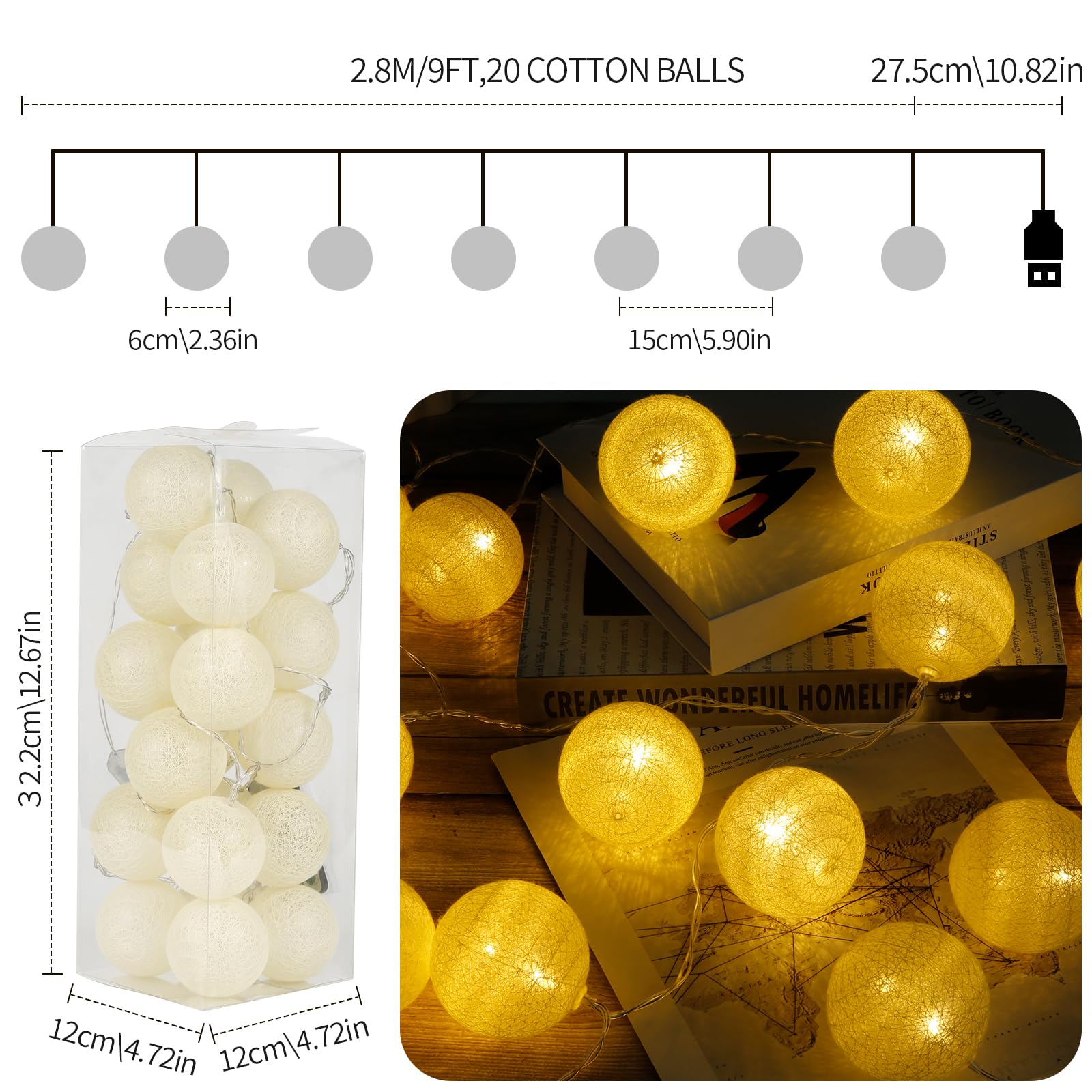 Ghirlanda Luminosa A Batteria 20 LED - Con Telecomando, 8 Modalità, Impermeabile IP44, Tema Macaron - Foto 7