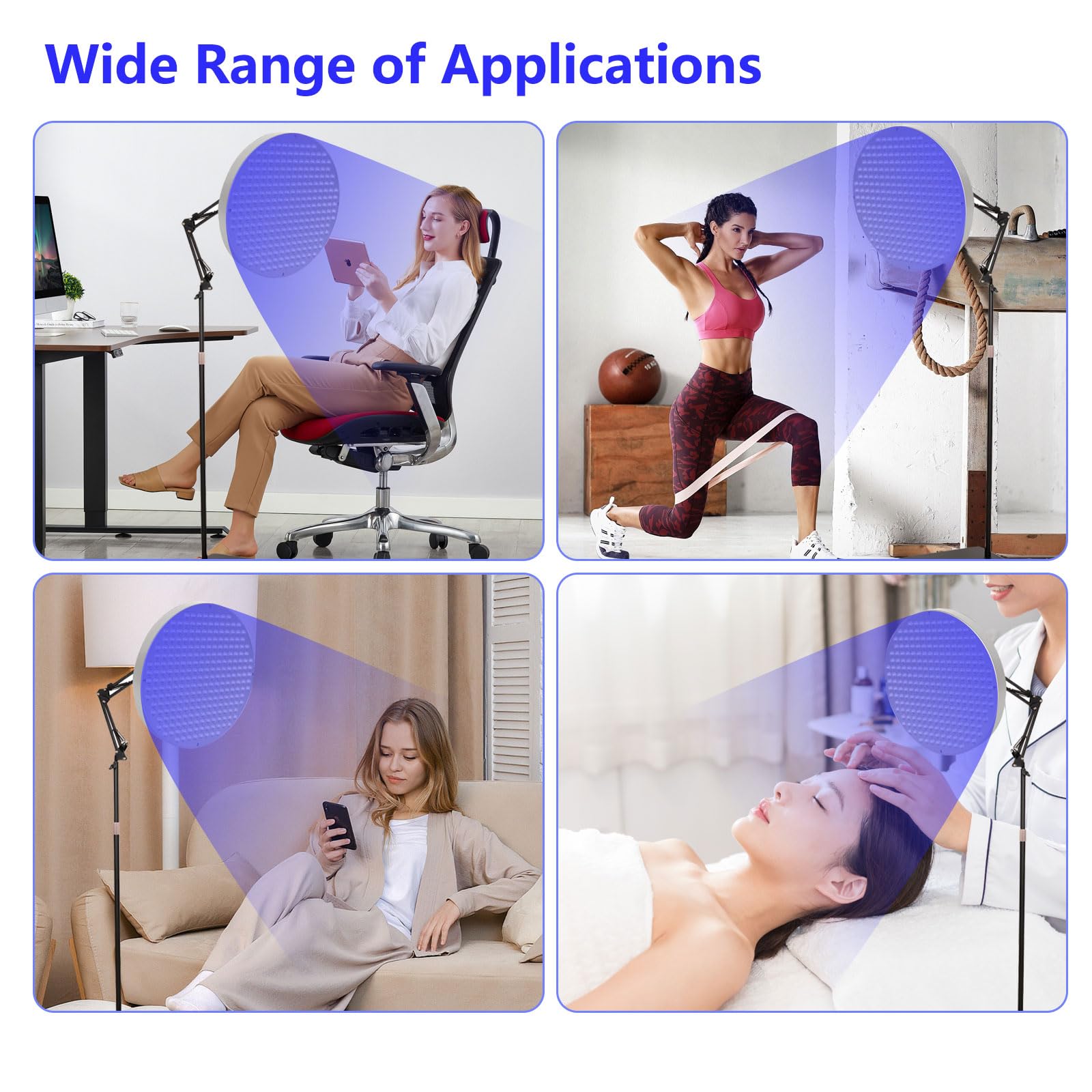 Solarium para el Hogar, 50 W 225 LEDs 460 NM Lámpara de Bronceado con Soporte Ajustable y Plegable, Bronceado Facial luz Diurna para el Hogar uso Doméstico