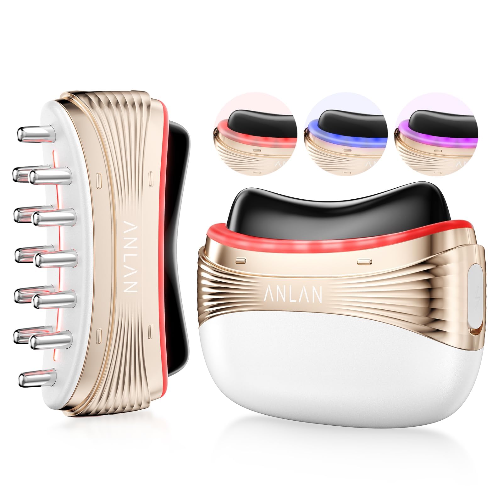 Amazon.co.jp: ANLAN デュアルリフトカッサ 美顔器 砭石 電動かっさ