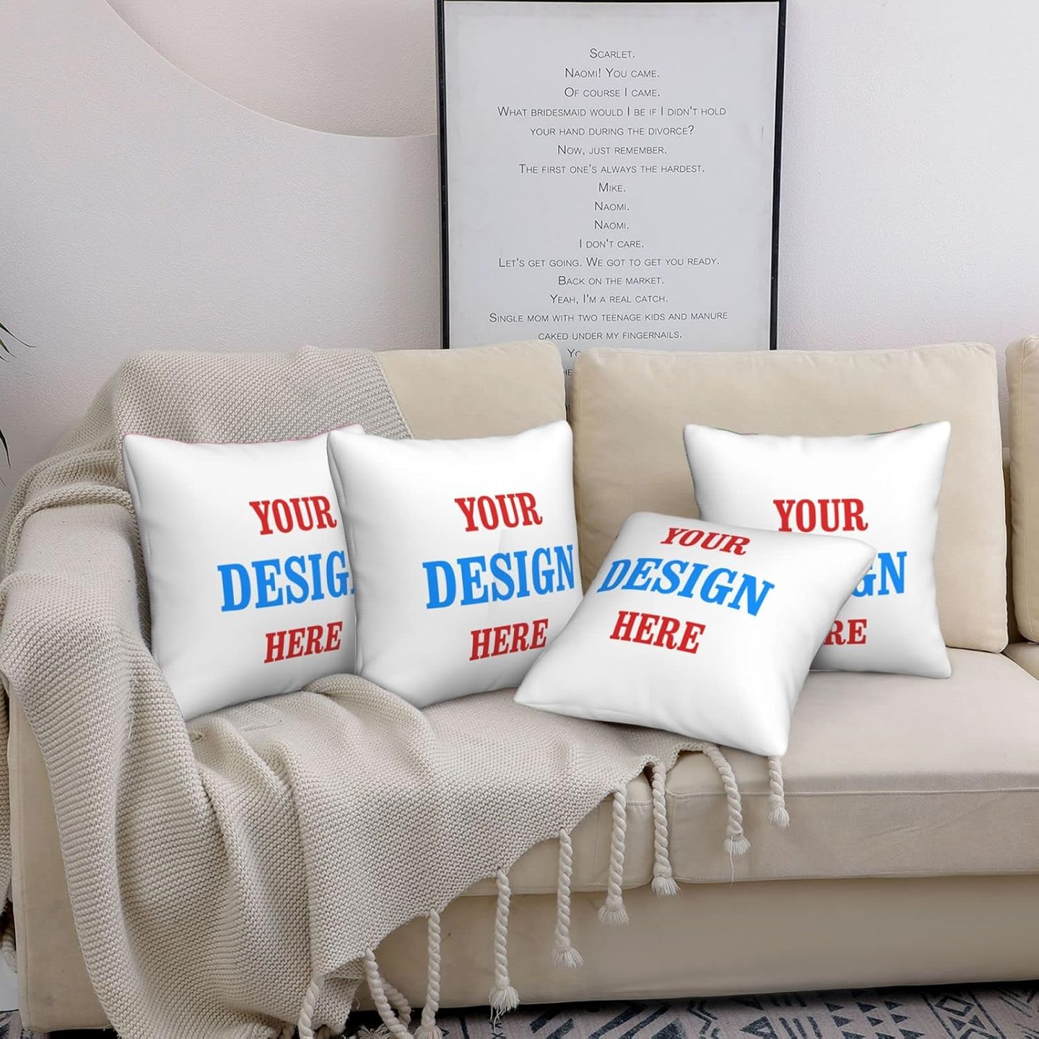 Custom Pillow-Case Personalized Throw-Pillowcase Pillow-Cover - Customized Two-Sides Printed Decorative Cushion Covers(Same Design Front and Back Polyester Set of 4,18"x18")