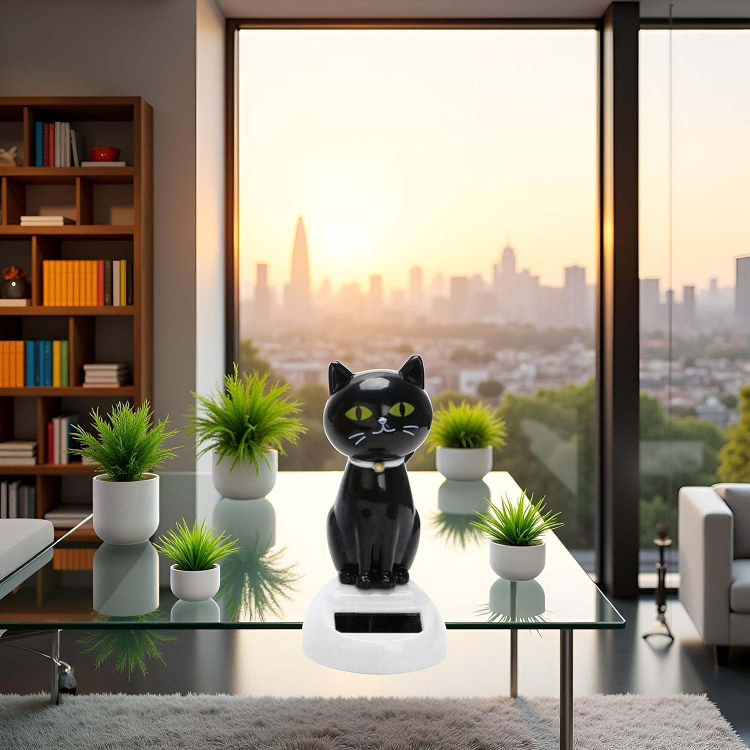 2Pcs Black Solar CatDoll Dancing Cat,Figure Car Ornament,Dancing Ornaments Solar Powered Car Decoration, Desktop Deco, Gift Window Party Car,Desk Home Furniture for Display,Learning and Education，Kits