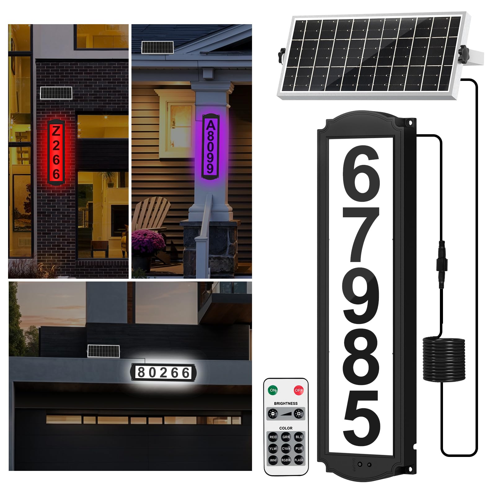 T-SUNUS 7-Color RGB Solar House Numbers