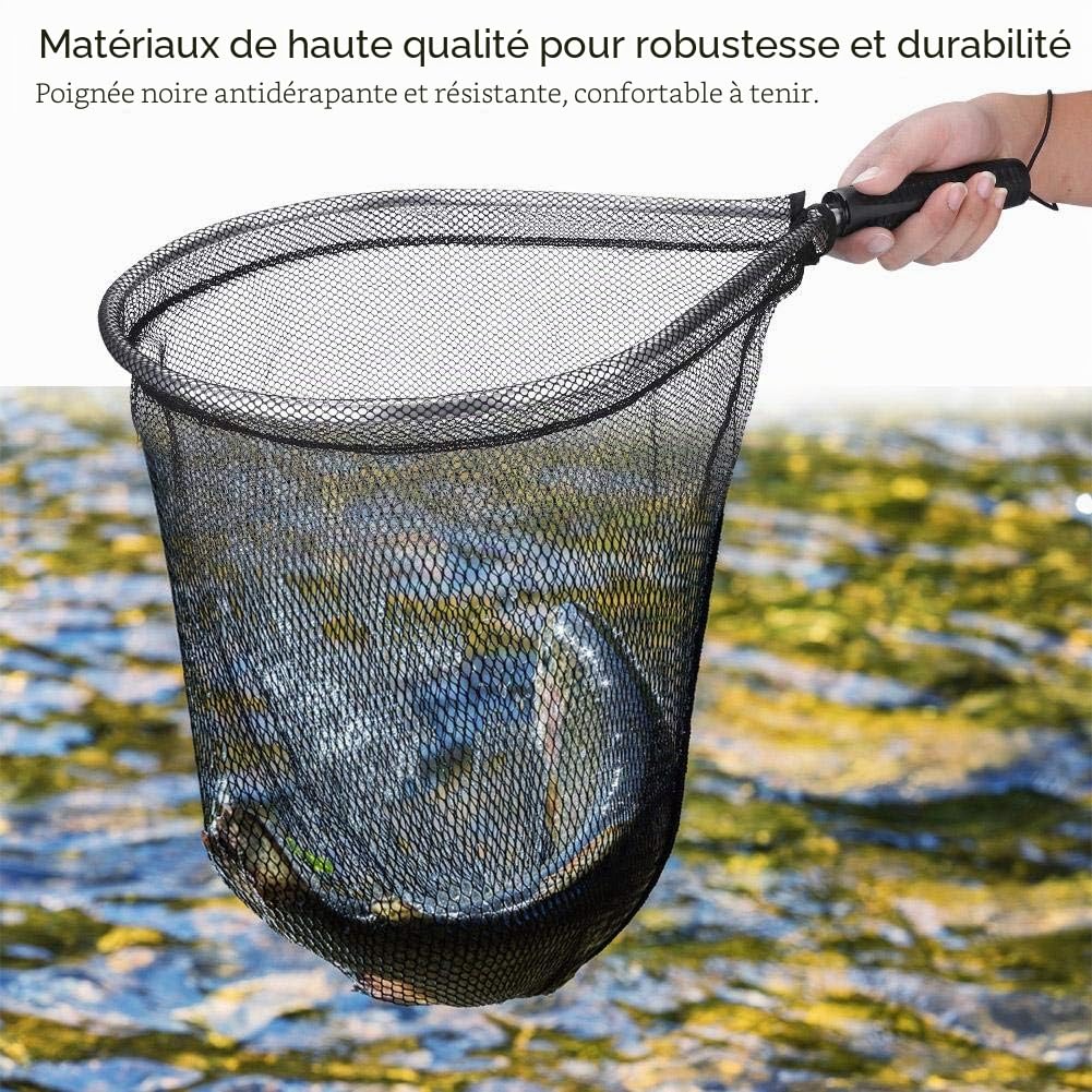 Dioche Filet à gain de pêche, cadre en alliage d'aluminium, filet d'atterrissage de pêche à mouche pour pêche en plein air