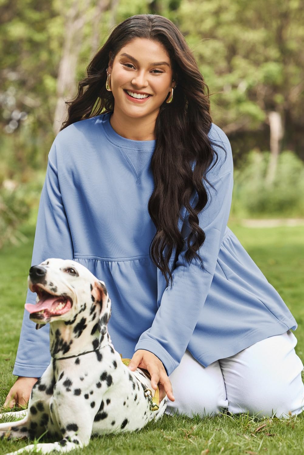 AlvaQ Plus Size Sweatshirts for Women Oversized Crewneck Long Sleeve Peplum Babydoll Tops Fashion Outfits L-4X - Image 6