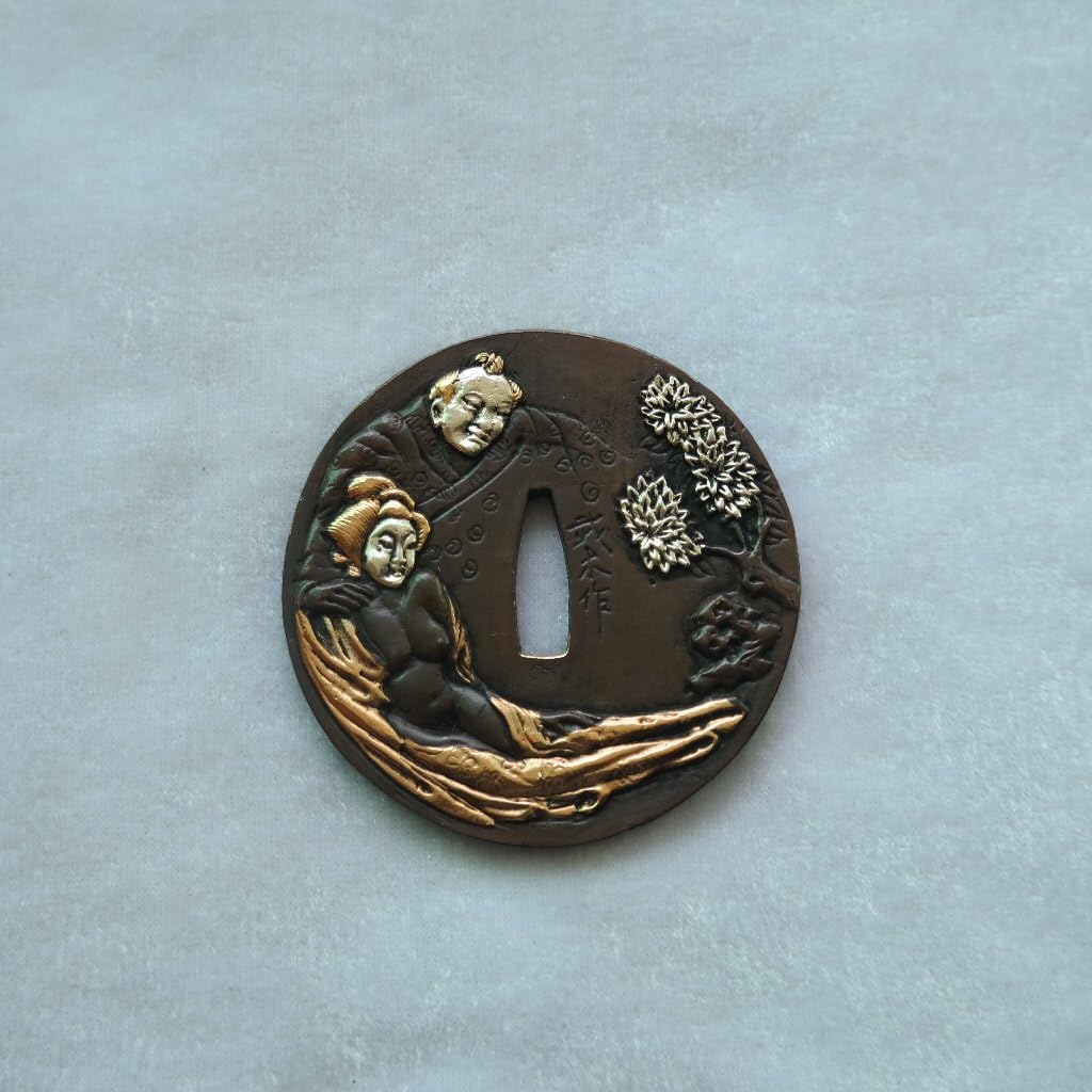 Japanese Sword (SEPPA-HABAKI-ITO) Gold-Plating Copper 010-018Menuki Fuchi-Kashira Tsuba