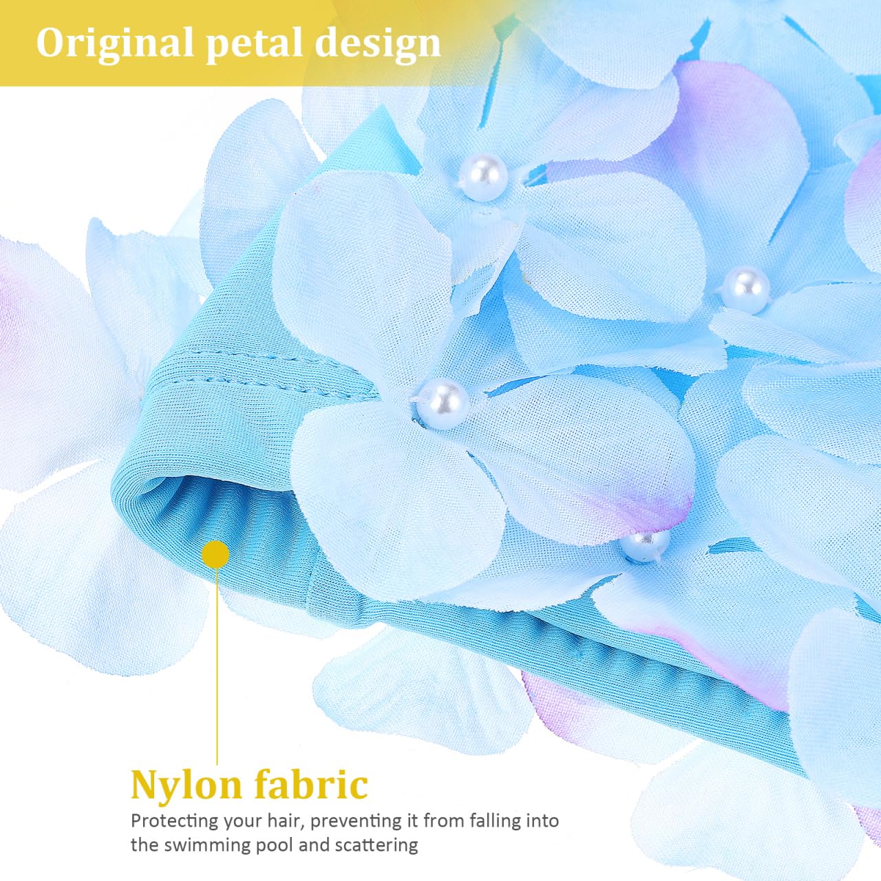 BESPORTBLE Flower Swim Caps, 2Pcs Nylon Swimming Hats Bathing Caps for Women Swimming for Short Long Hair