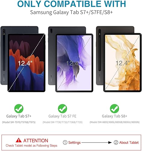 Miniatura 2 de SURITCH Funda resistente para Samsung Galaxy Tab S7 FES7+ PlusS8+ Plus de 12.4 pulgadas, protector de pantalla integrado de cuerpo completo,