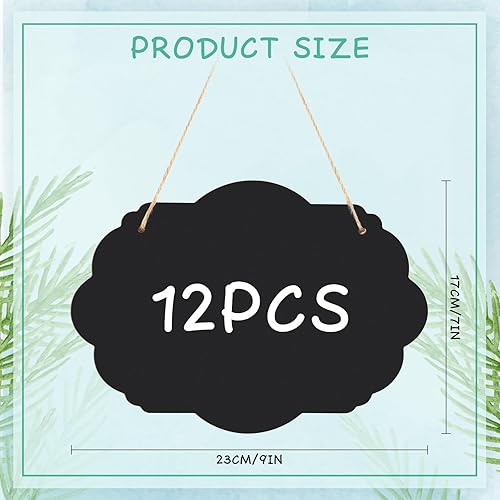 Miniatura 2 de 12 letreros colgantes de pizarra de doble cara a granel, pizarras pequeñas borrables con cuerda para colgar para bodas, fiestas de cumpleaños,