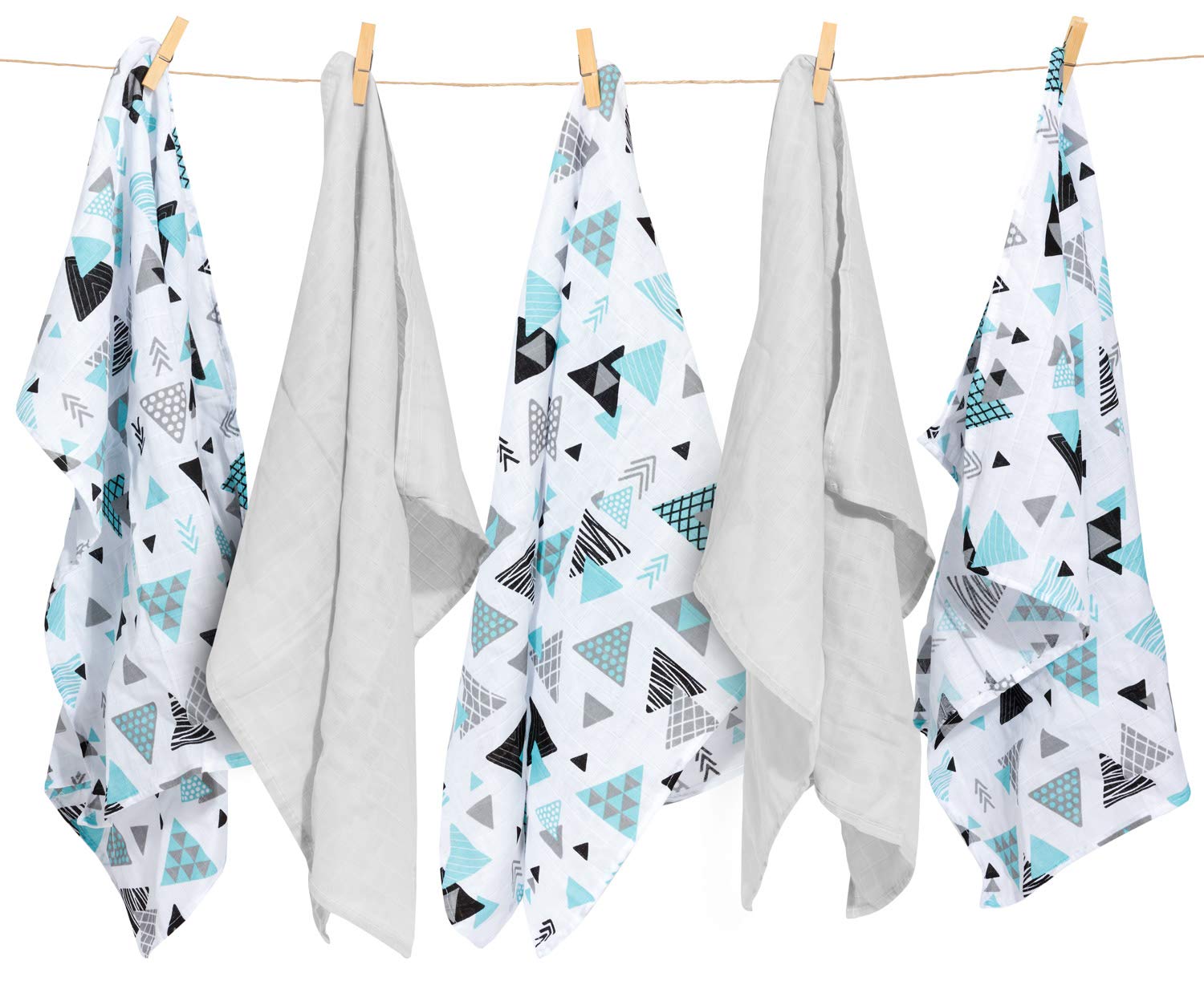Bellochi Juego de 5 Muselina Bebe Gasas para Bebes - Paños Multifuncional para Bebes - 100% Muselinas Bebe Algodón Natural con Certificado TUV - 60x80 cm - Tresor