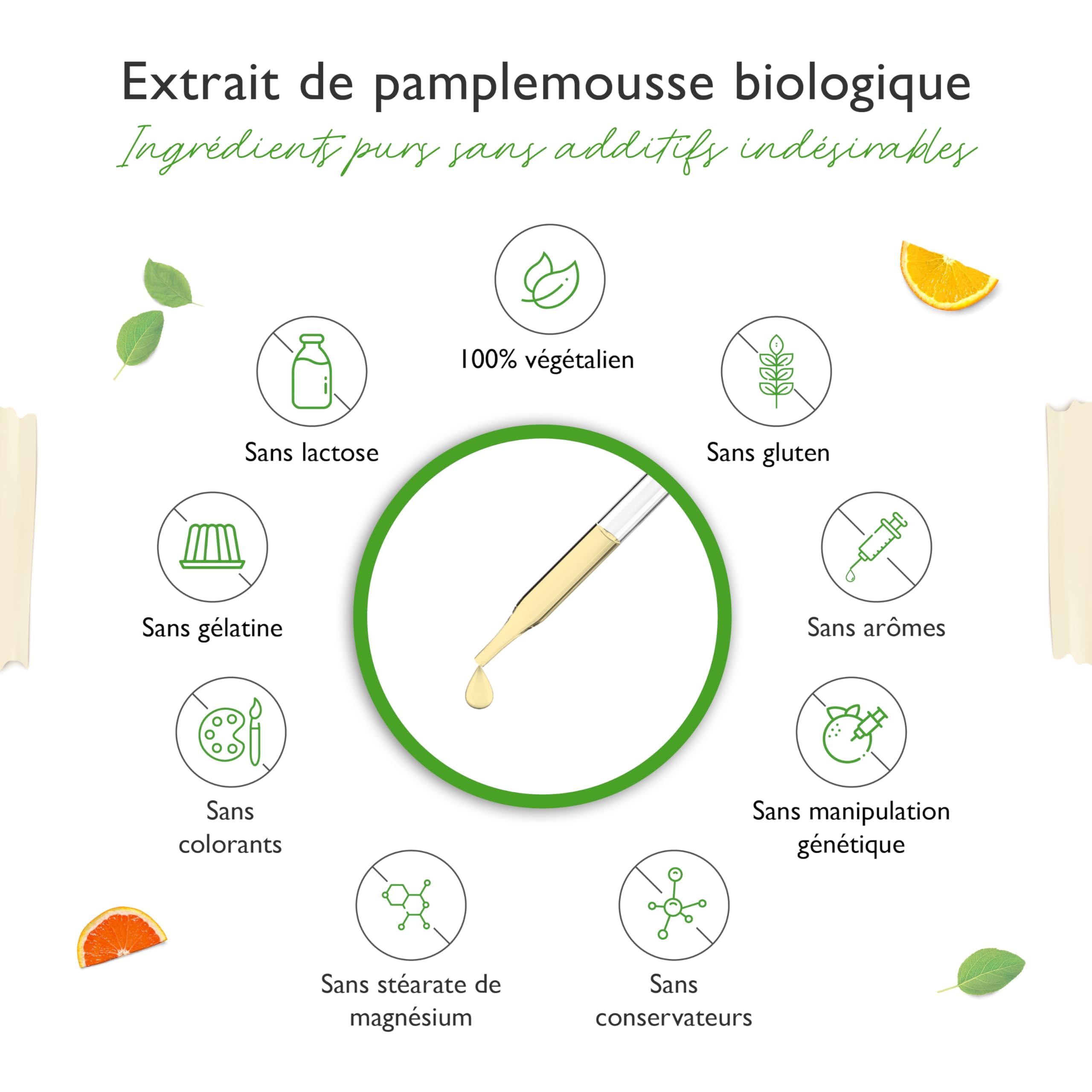 Extrait de pamplemousse bio - Hautement dosé avec 1200mg de bioflavonoïdes / 100ml - Premium : Extrait de pépins et d'écorce de pamplemousse - Certifié biologique - Testé en laboratoire