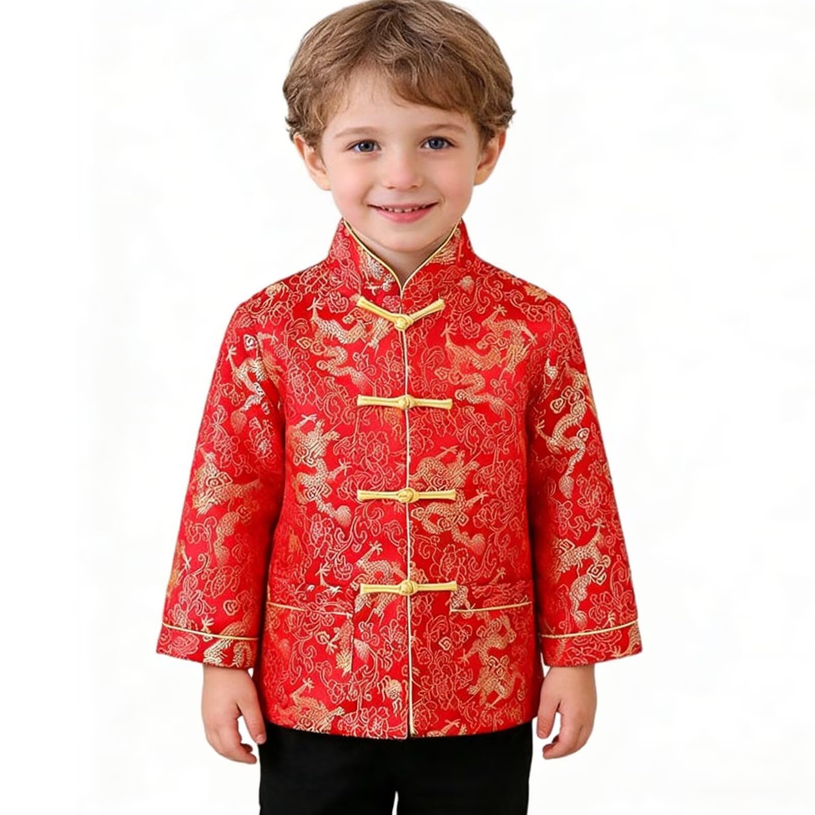 Little Boys Dragon Tang Coat Long Sleeve Chinese Clothing Children Costumes Boy Jackets Outfit Tops
