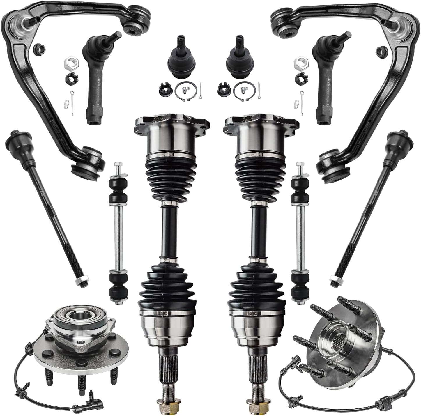 Detroit Axle 4WD 14pc Front CV Axles Kit for Chevy GMC