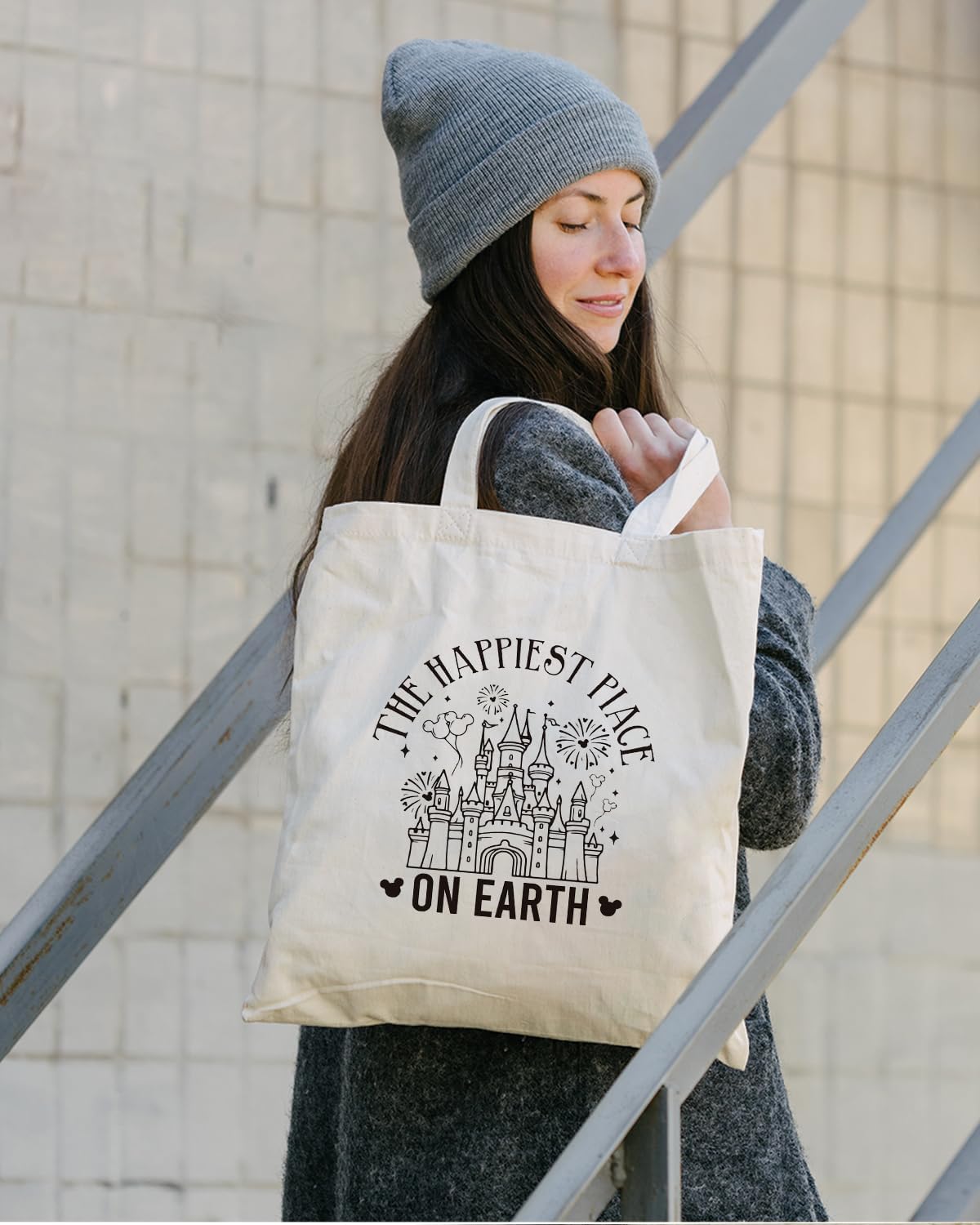 Two Sided Printing Reusable Grocery Bags, Shoulder Bags for Casual Vacation Shopping Work, Canvas Totes for Women - Image 3