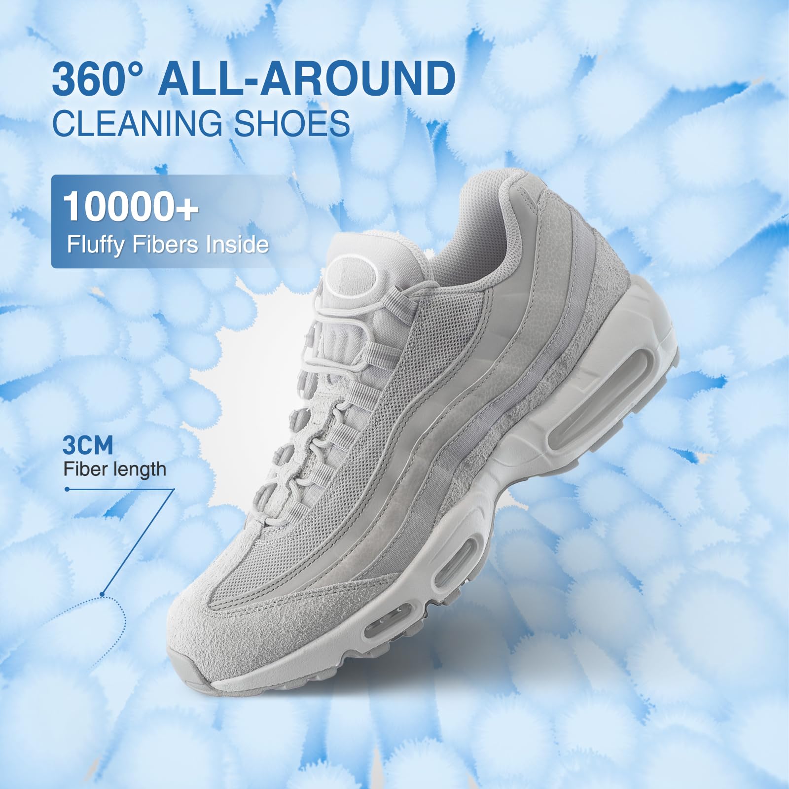 Teletrogy Shoe Washing Machine Bag 2Pcs, Fluffy Fibers Keep 360° Wrap-around Cleaning, 1 works Adjustable Shoe Trees - Image 2