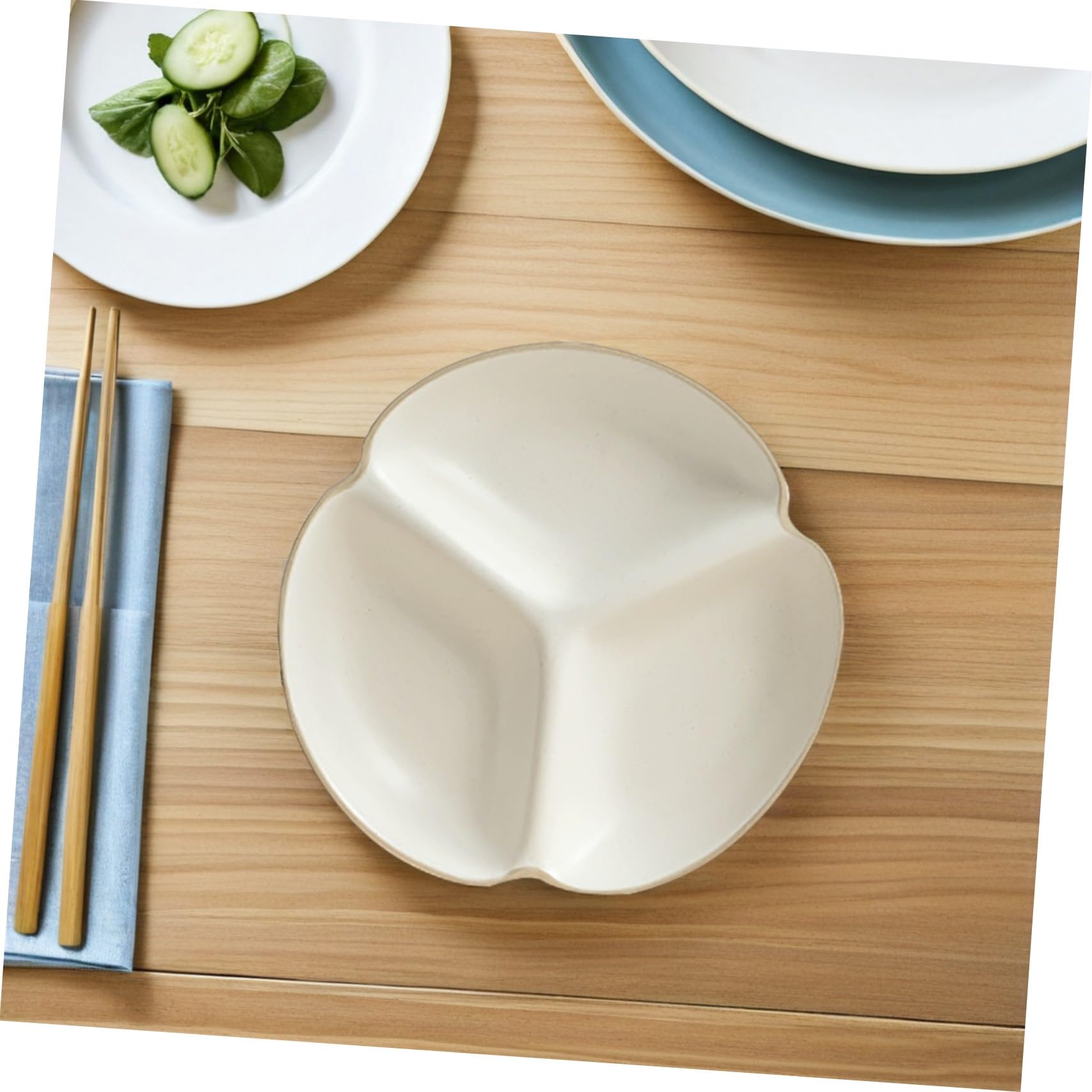 Céramique Assiette en 3 à Compartiments Divisée Blanche pour Famille