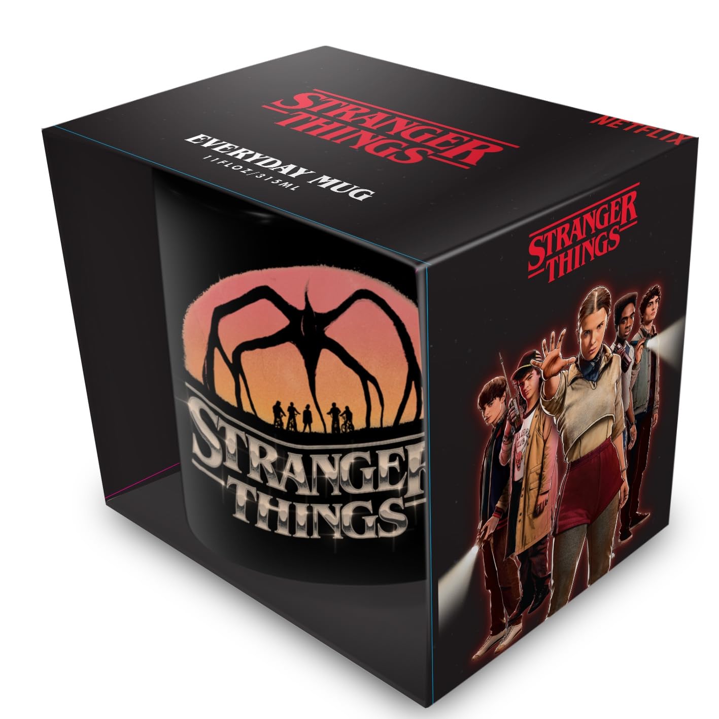 Stranger Things (Logo Black Mug, 315ml / 11oz Ceramic Cup, Official Netflix Licensed Merchandise, Premium Drinkware Gift for Fans & Collectors