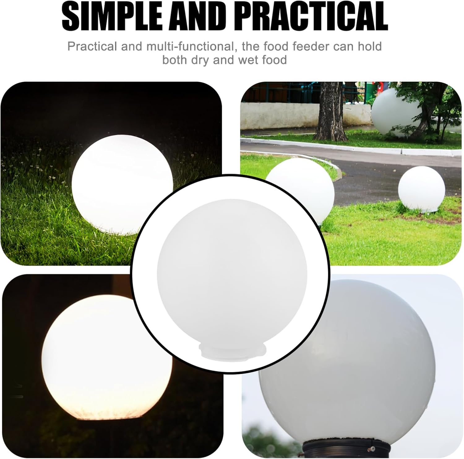 ARTIBETTER Frosted Acrylic Globe Lamp Shade Replacement Outdoor Light Fixture Shade for Garden and Easy to Install Lightweight Durable Design for Use