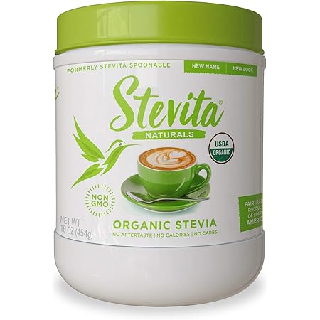 Stevita Organic Stevia - 16 oz - Stevia & Erythritol All-Natural Sweetener, No Calories - USDA Organic, Non-GMO, Vegan, Keto, Paleo, Gluten Free - 454 Servings