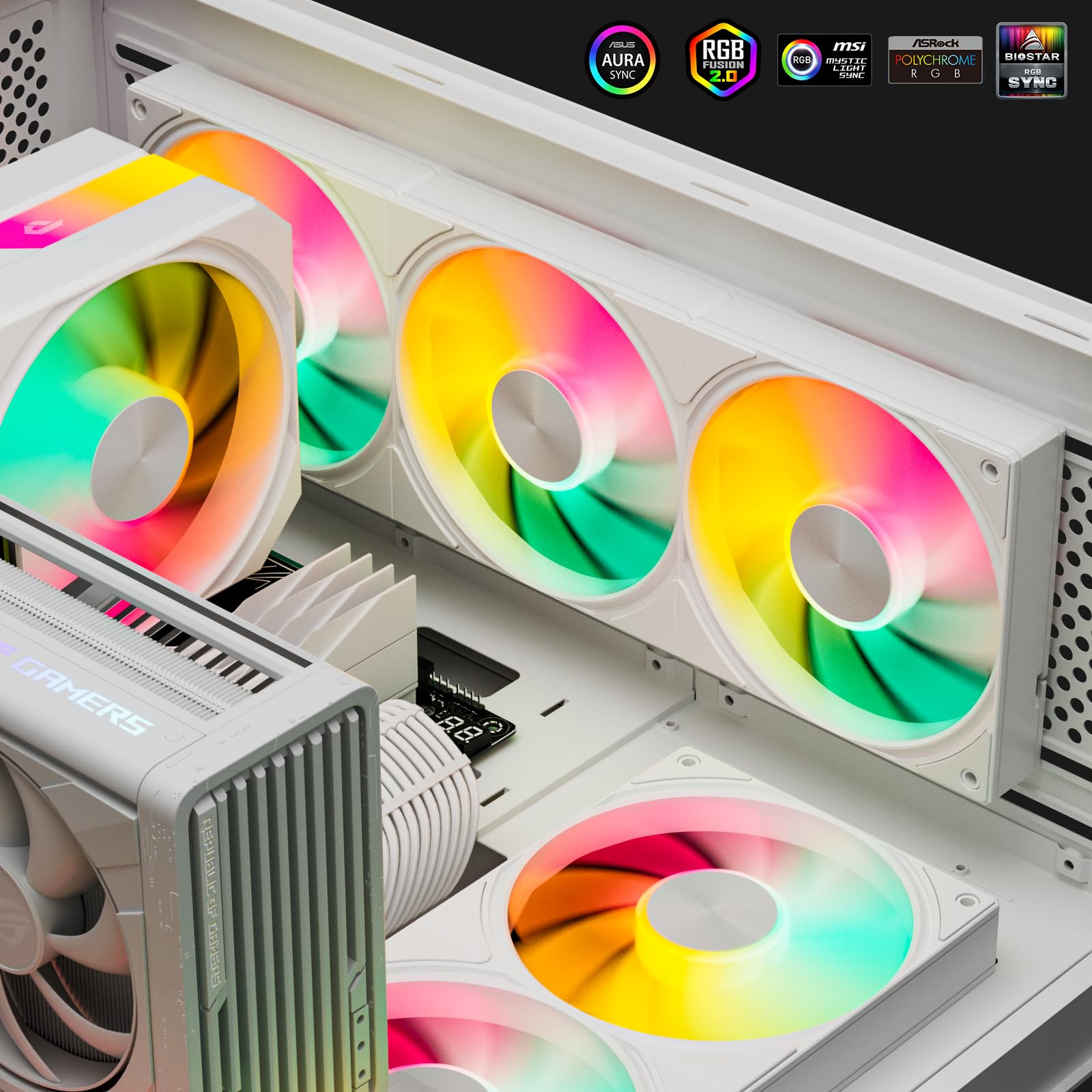 Amazon | upHere PCケースファン 360mm 連結型 5V3ピンARGB pc冷却