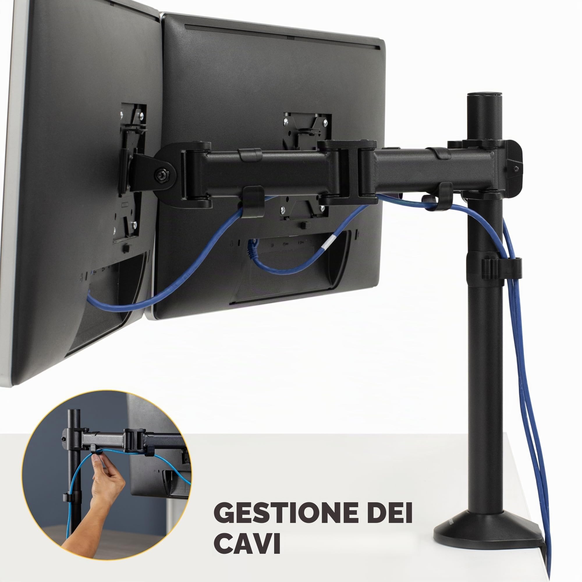 Fellowes 850601 Braccio monitor doppio Reflex Series, regolabile, nero