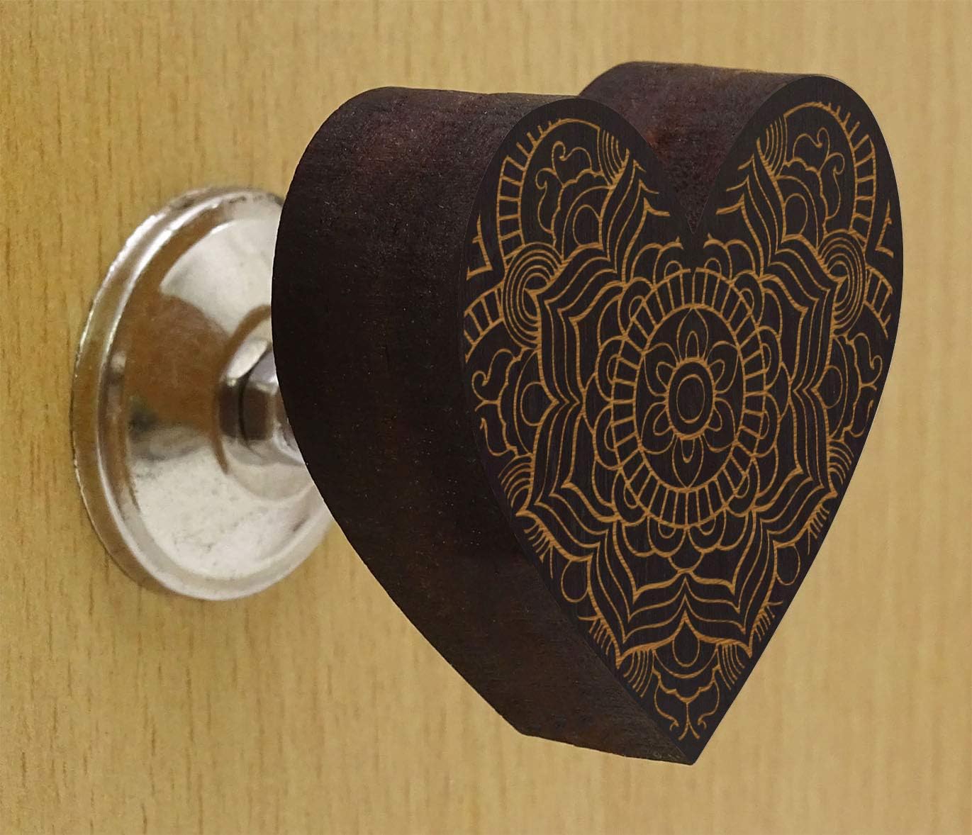 Brown Mandala Engraved Furniture Knobs Cabinet Drawer Pull Pack 10