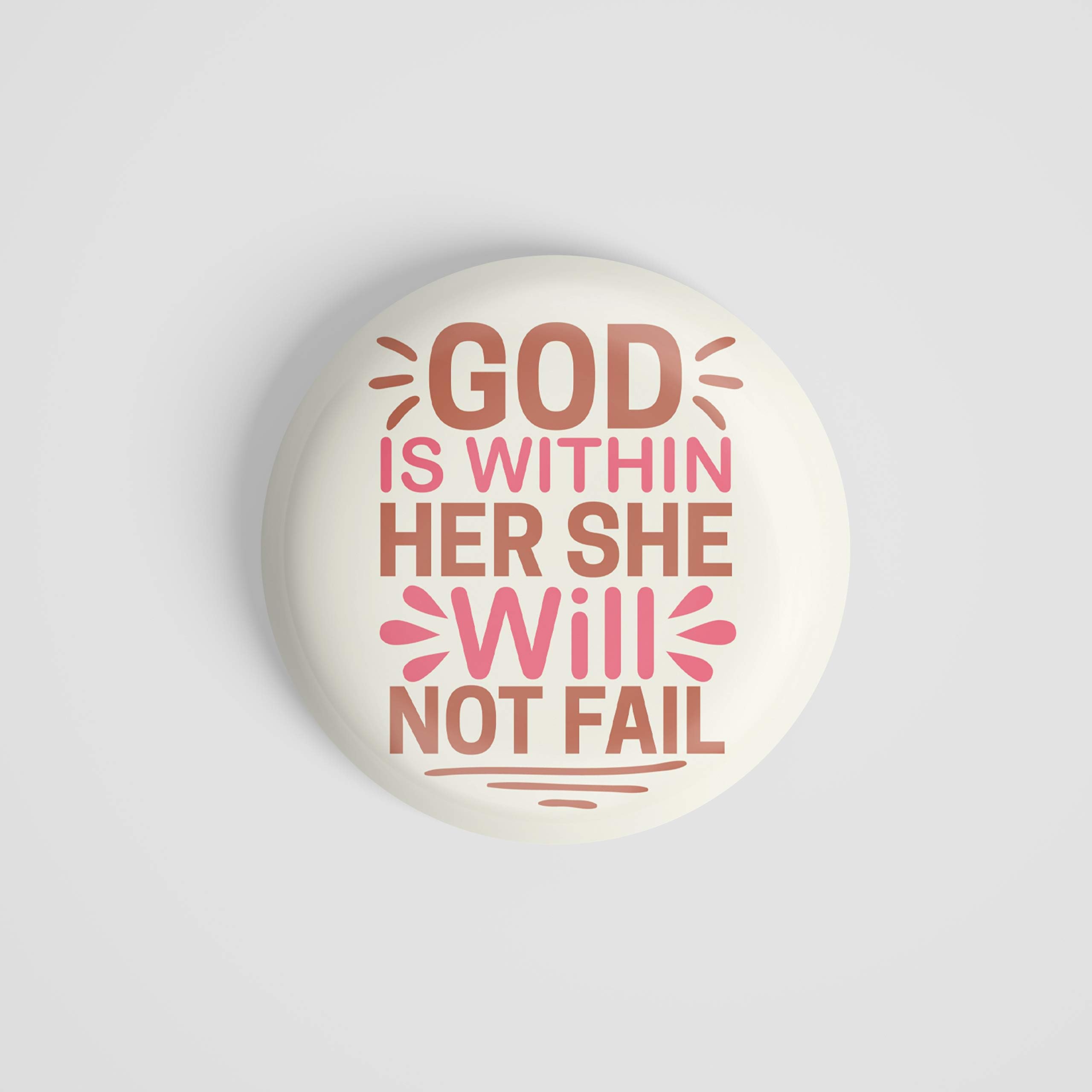 dhcrafts Magnetic Badges Yellow God Jesus God is Within Her She Will Not Fail Glossy Finish Design Pack of 1