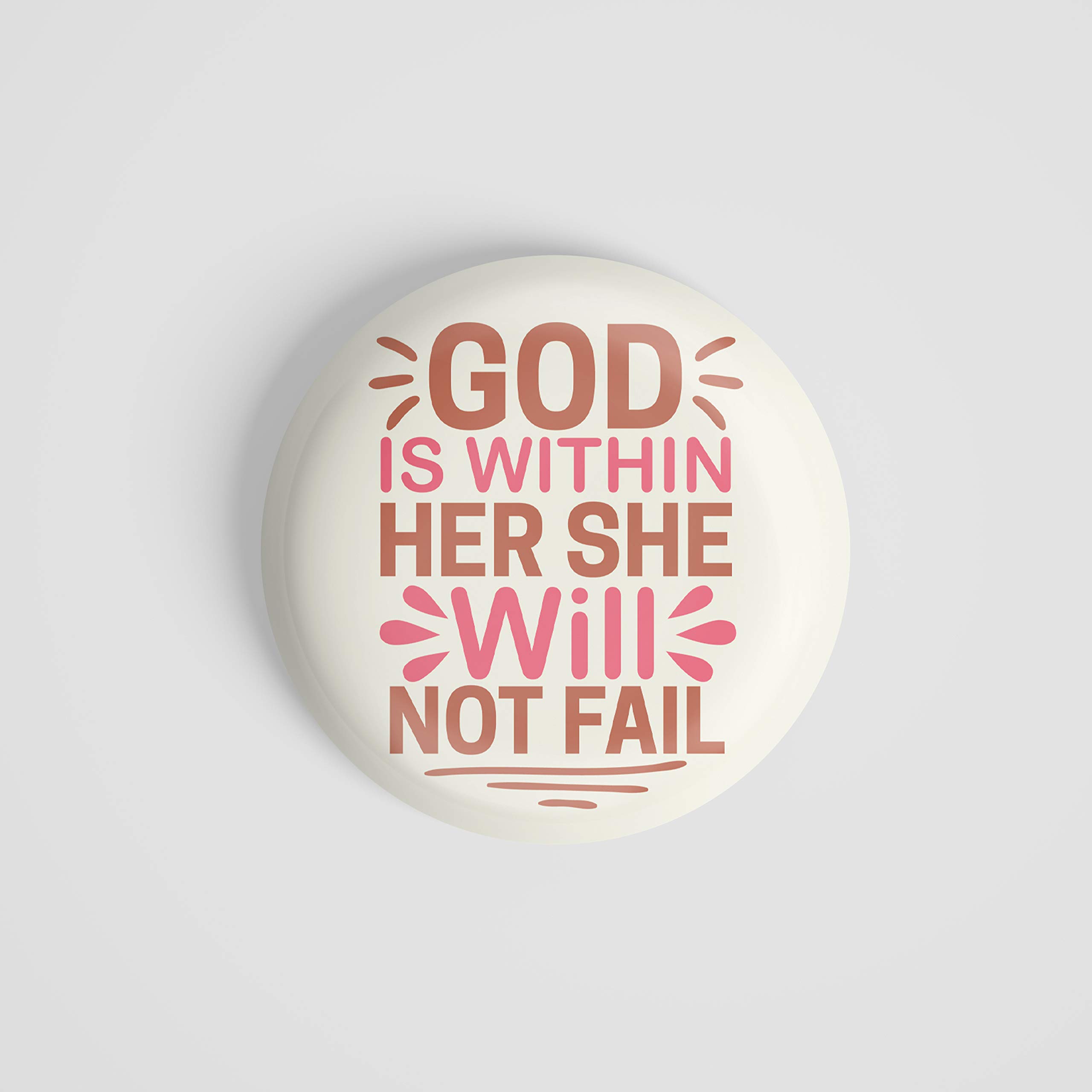 dhcrafts Magnetic Badges Yellow God Jesus God is Within Her She Will Not Fail Glossy Finish Design Pack of 1