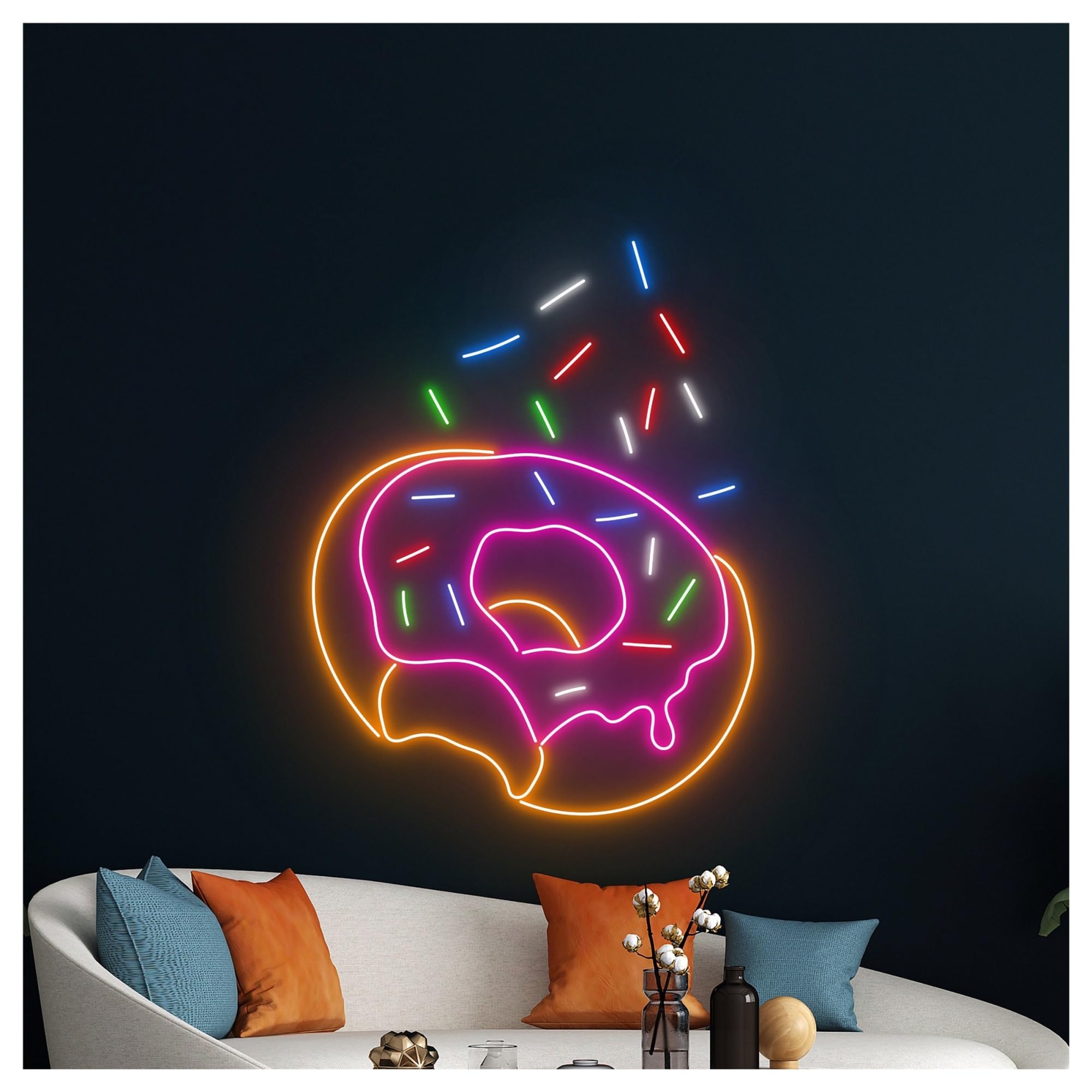 Decoración Lámparas Letrero De Neón Con Diseño De Donuts Espolvoreados Luz LED Regulable Para Postres Panaderías Repostería Cocinas Supermercados Decoración De Pared 63cm