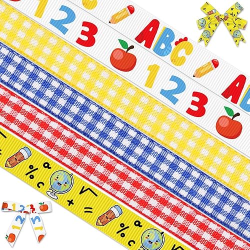6 rollos de 30 yardas de cintas de regreso a la escuela, cintas de grogrén para el primer día de escuela, cintas de grogrén para el primer día de