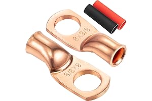 Heavy Duty 8 AWG Ring Terminals: 10 Pack of Copper Cable Connectors...