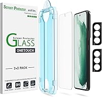 Vista 1 de amFilm OneTouch - Protector de pantalla para Samsung Galaxy S22 5G de 6.1 pulgadas, dureza 9H con protector de lente de cámara, más fácil