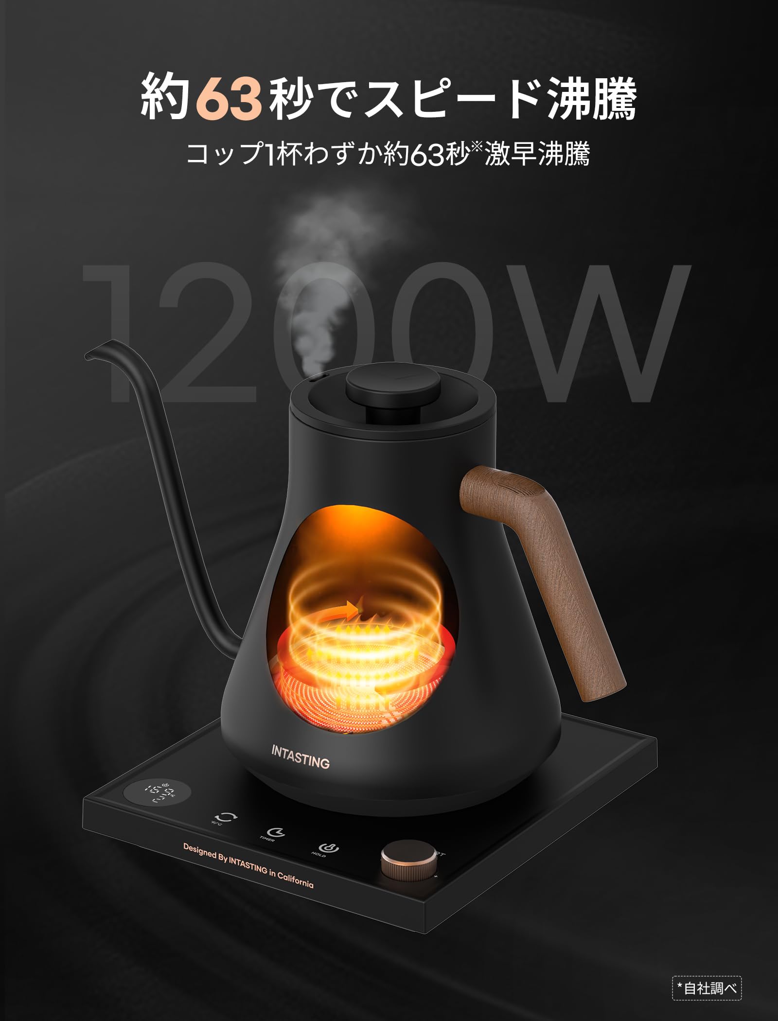 Amazon | Intasting 電気ケトル コーヒー ドリップケトル 1°C温度調節
