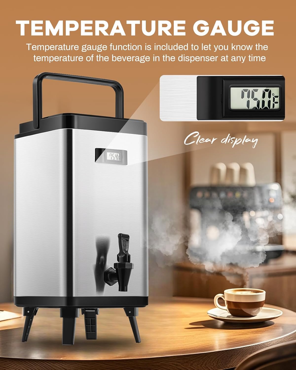 Insulated Beverage Dispenser Keep Hot & Cold Urn 12 L/3.2 Gallon Drink Dispenser with Spigot for Tea Coffee Juice Iced Drink - Image 3